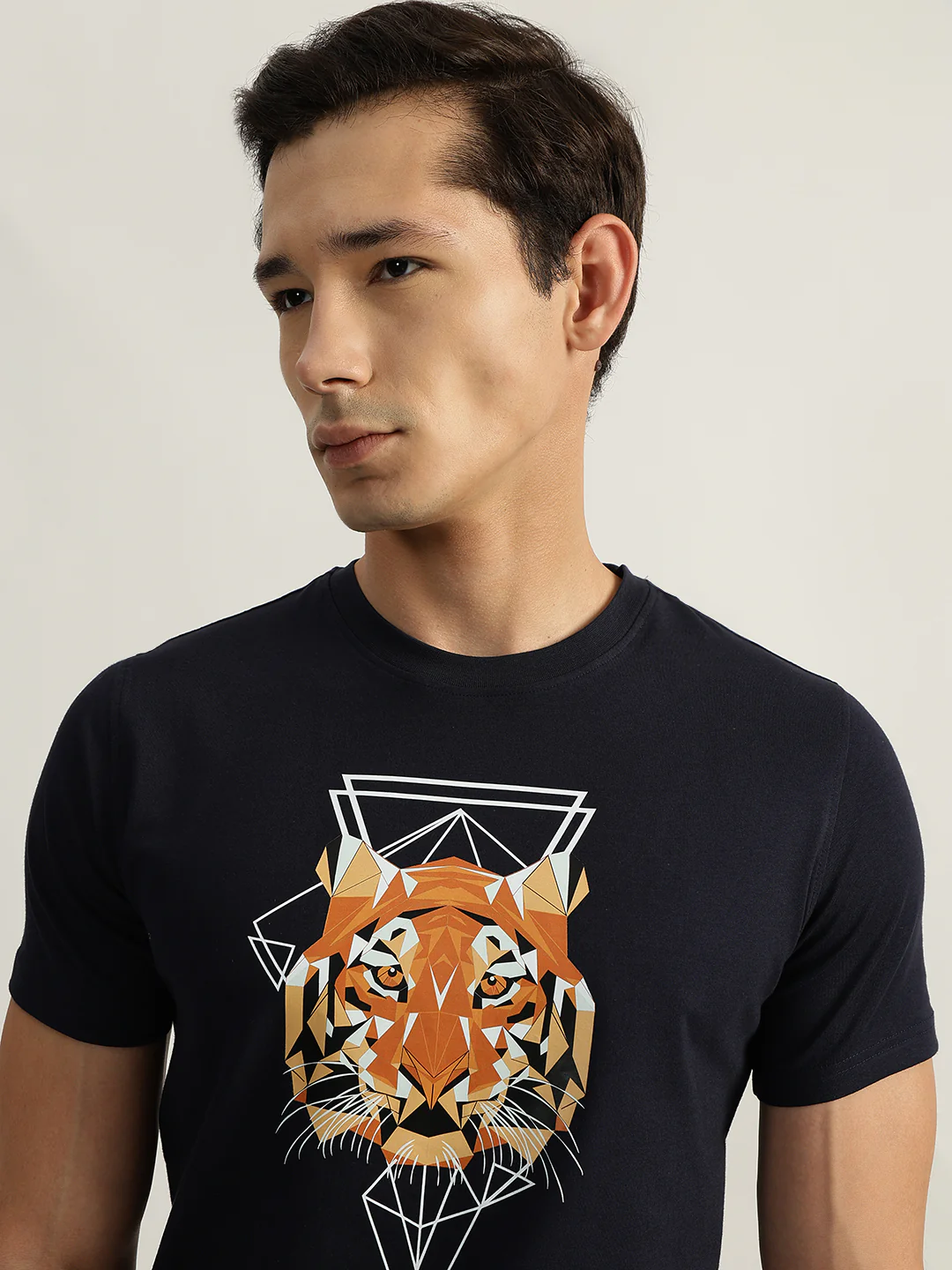 Iconic Men Navy Printed Round Neck Short Sleeves Tshirt - Image 2
