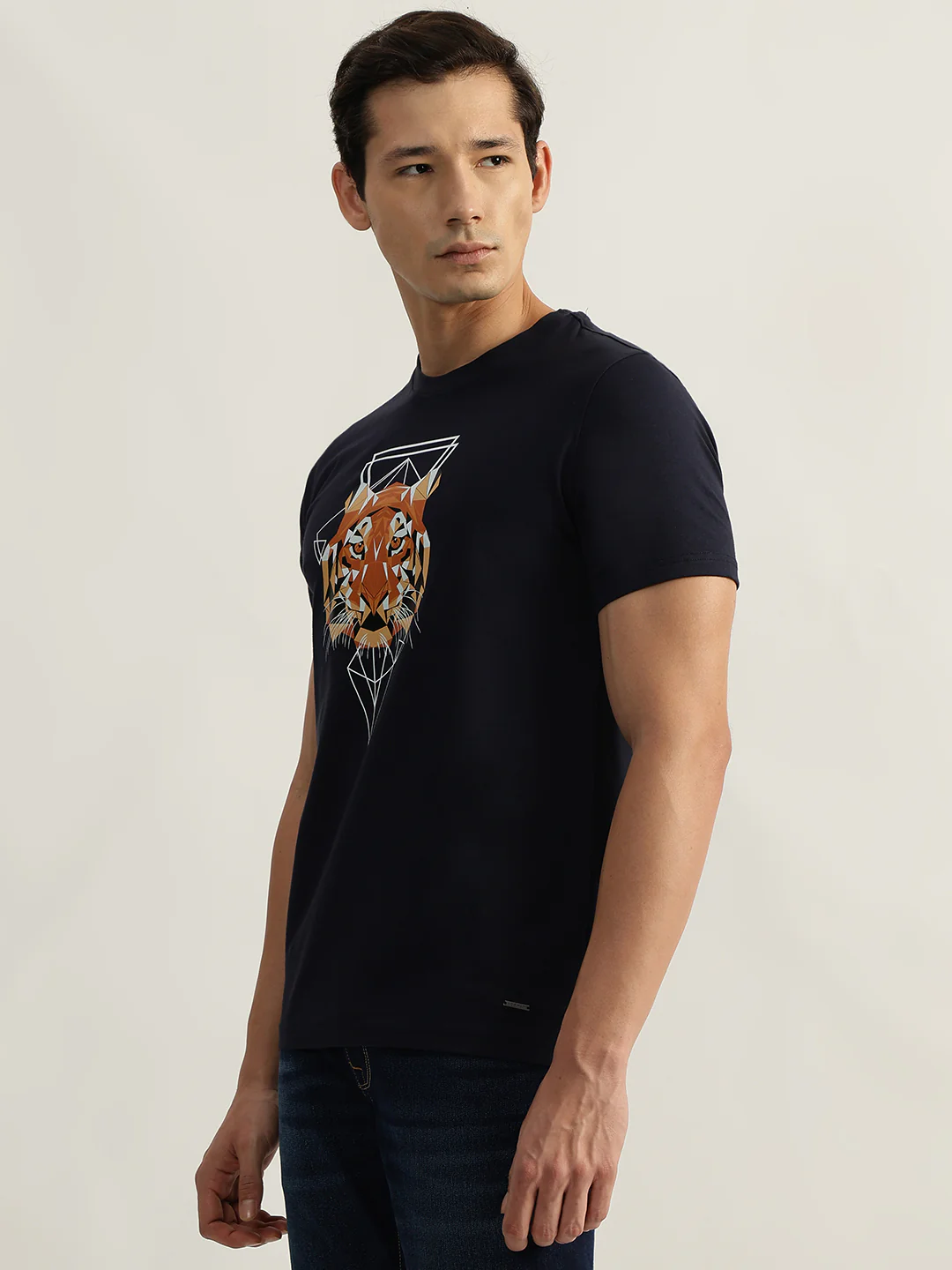 Iconic Men Navy Printed Round Neck Short Sleeves Tshirt - Image 5