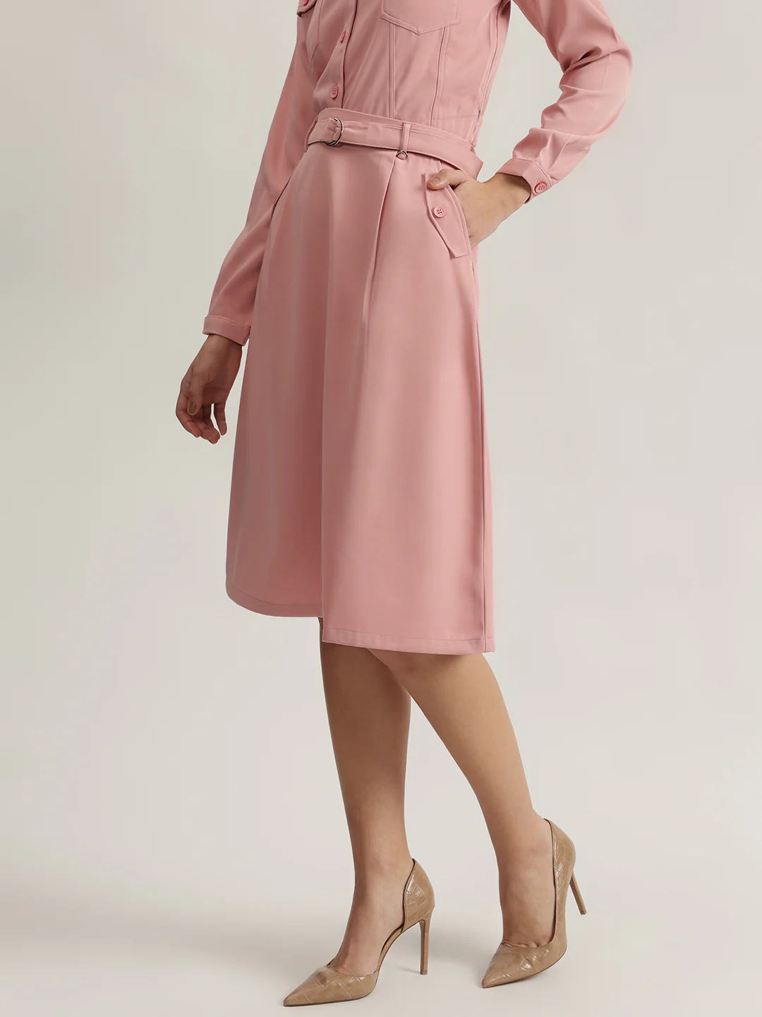 Iconic Women Pink Solid Flared A-Line Skirt - Image 2