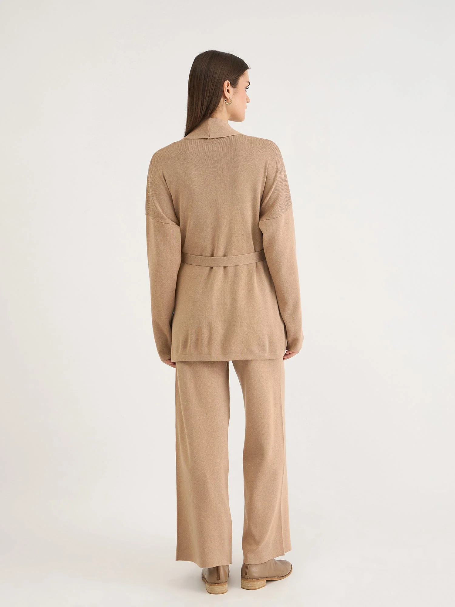 Iconic Women Khaki Solid Collar Dress Set - Image 3