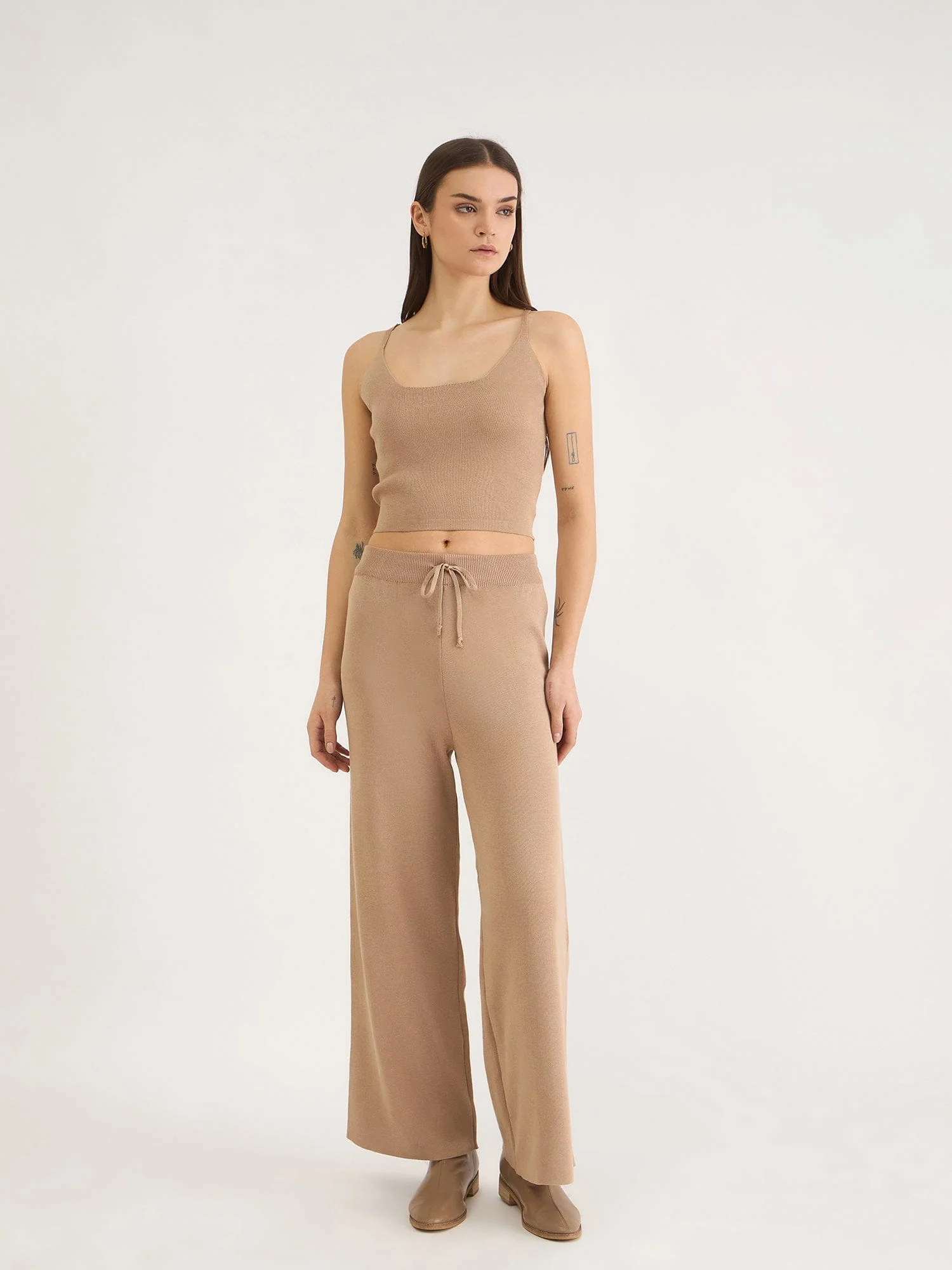 Iconic Women Khaki Solid Collar Dress Set - Image 7