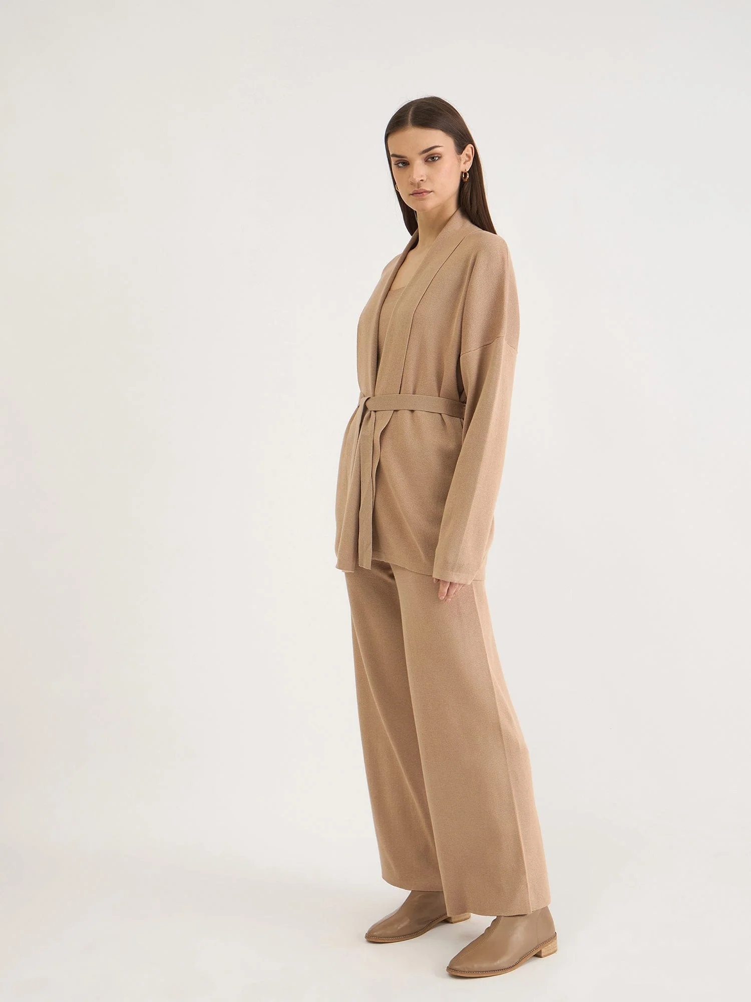 Iconic Women Khaki Solid Collar Dress Set - Image 9