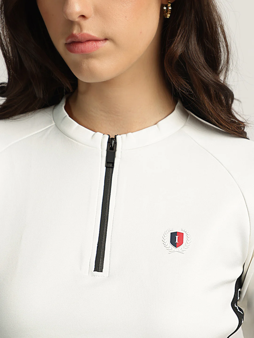 Iconic Women White Solid Mock Neck Full Sleeves Top - Image 6