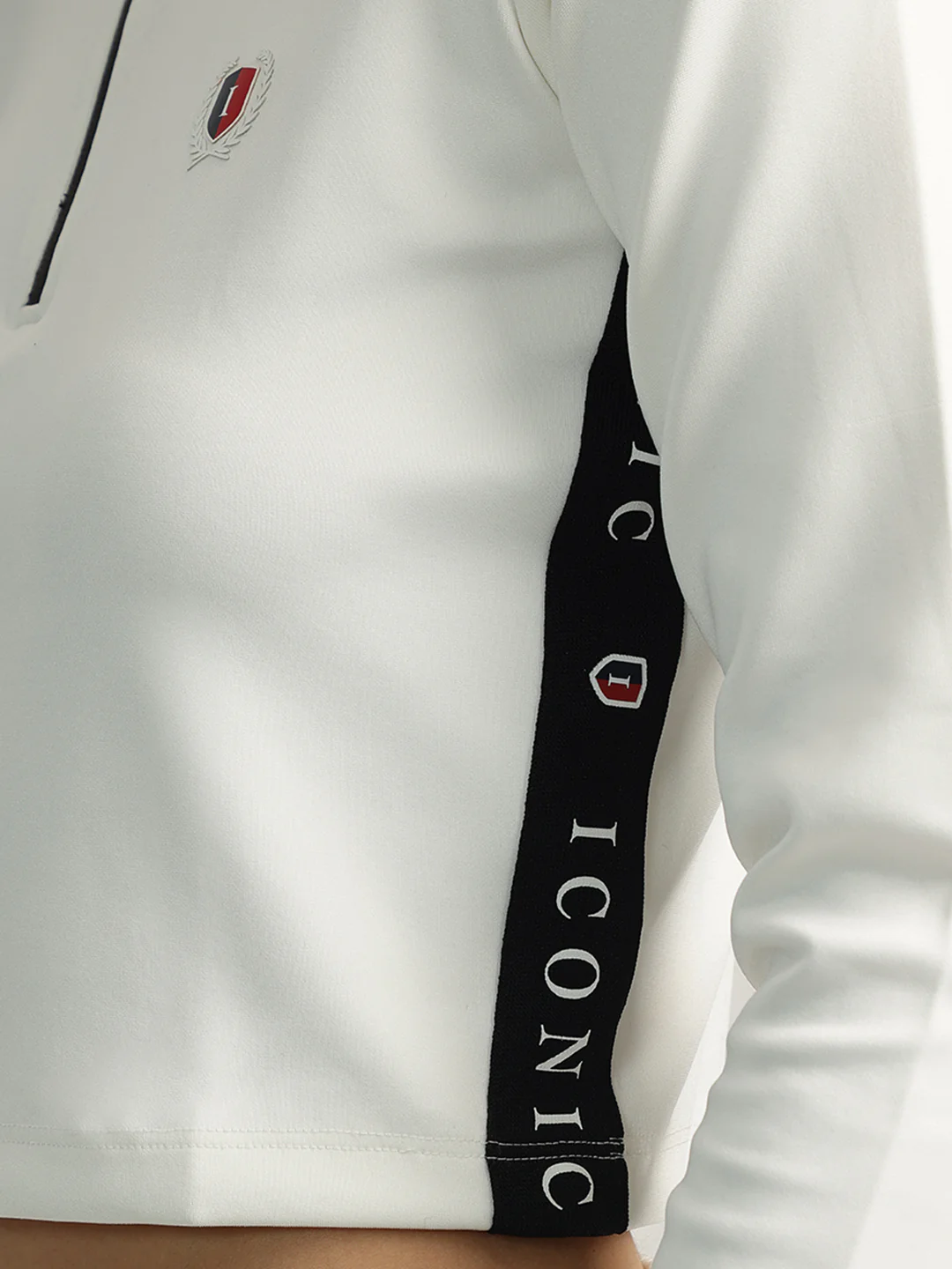 Iconic Women White Solid Mock Neck Full Sleeves Top - Image 7