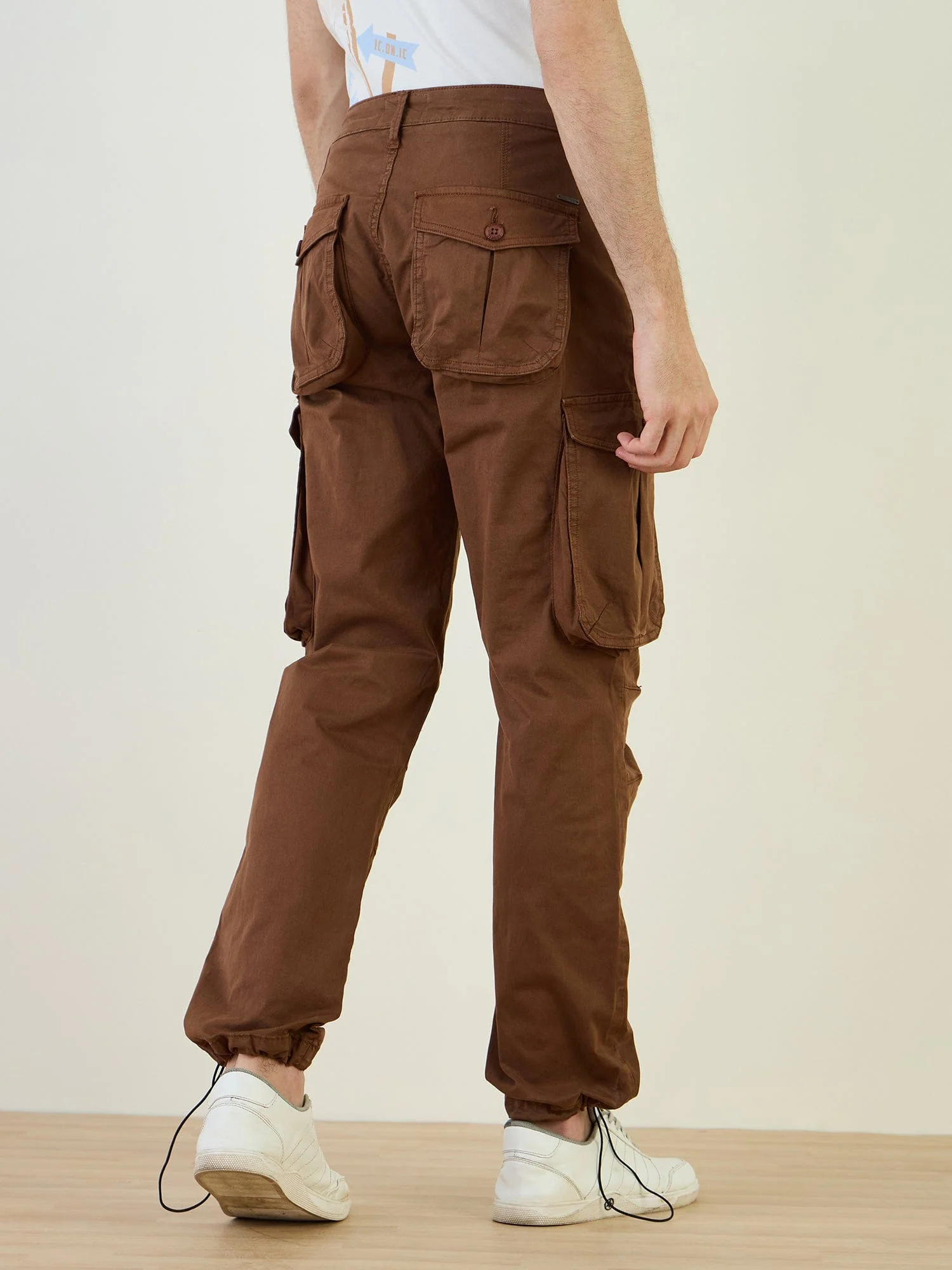 Iconic Men Brown Cargo Fit Solid Cargo Trouser - Image 5