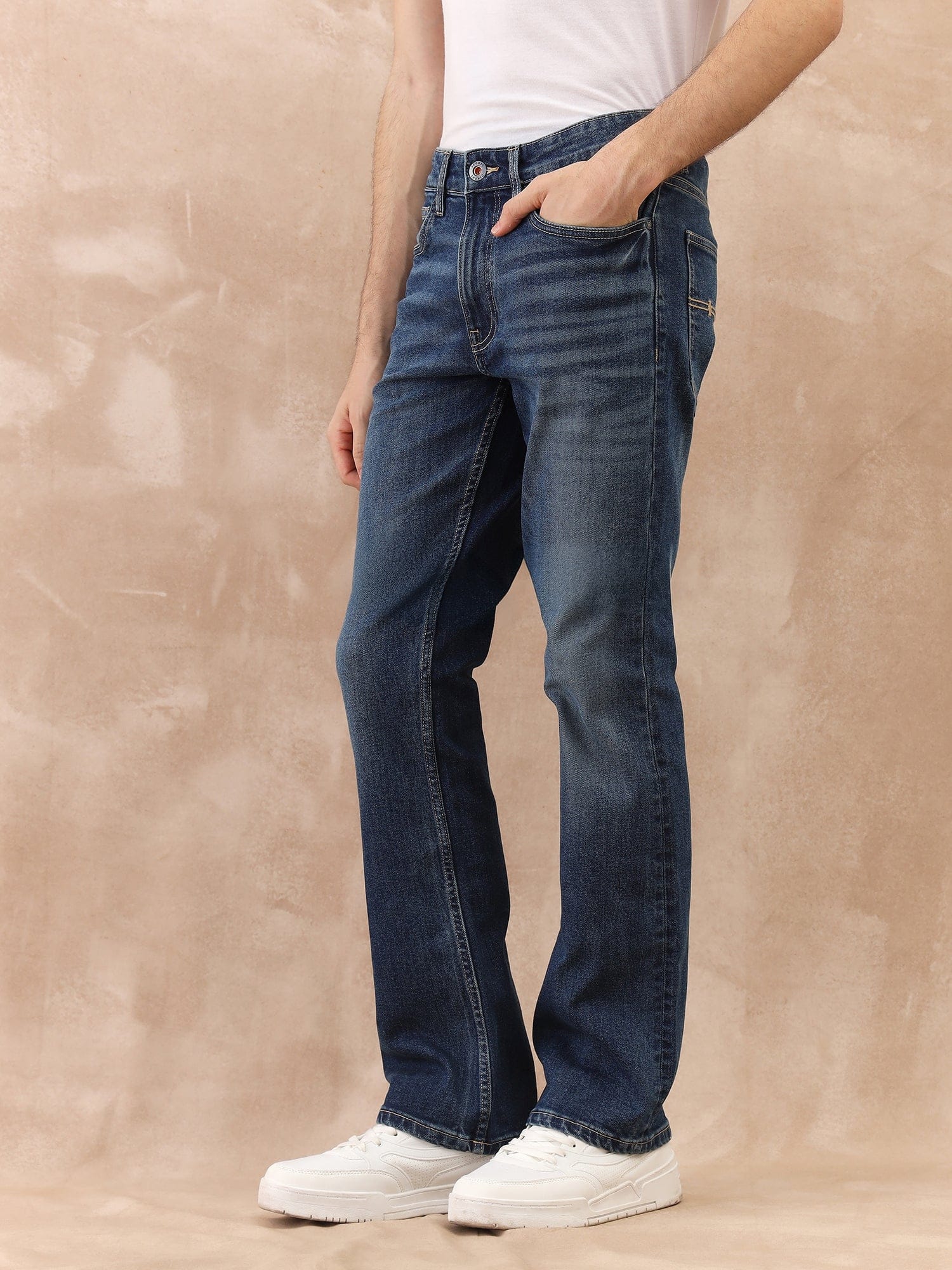 Iconic Men Blue Boot Cut Solid Jeans - Image 2