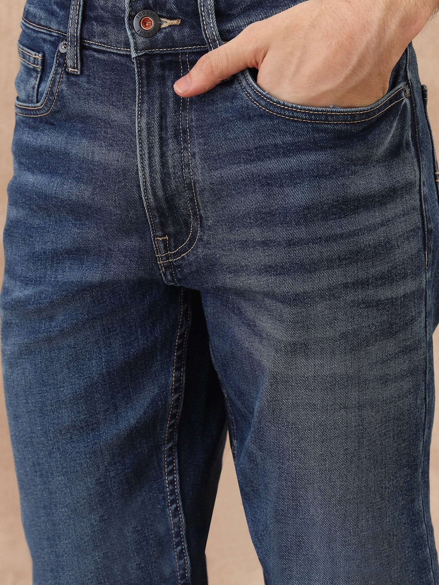 Iconic Men Blue Boot Cut Solid Jeans - Image 3