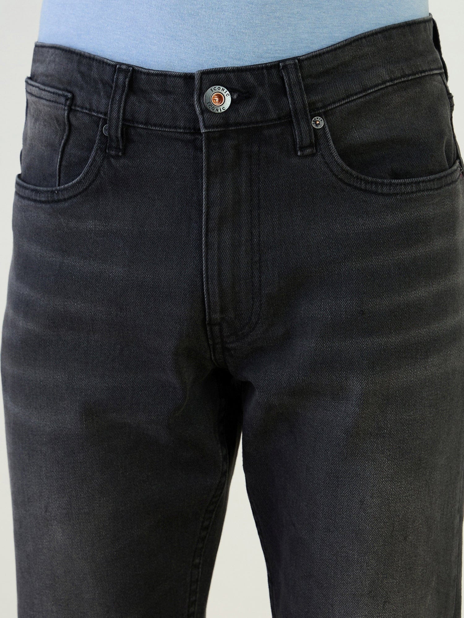 Iconic Men Grey Slim Fit Solid Jeans - Image 4