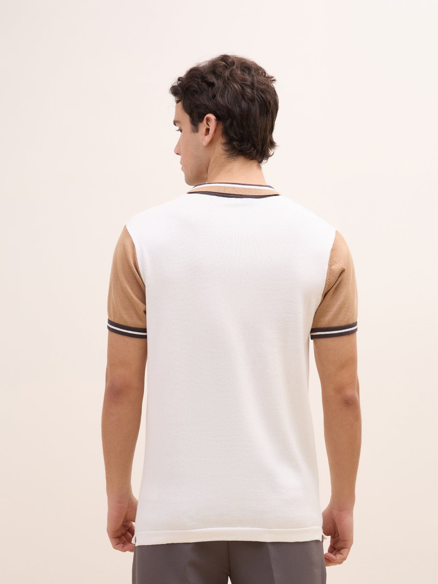 Iconic Men White Solid Polo Tshirt - Image 3