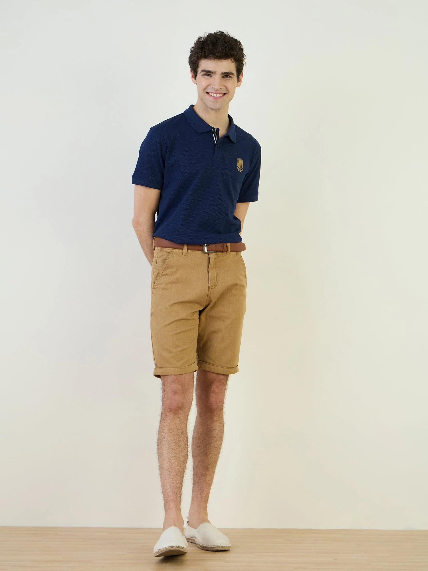 Iconic Men Blue Textured Polo Tshirt - Image 2