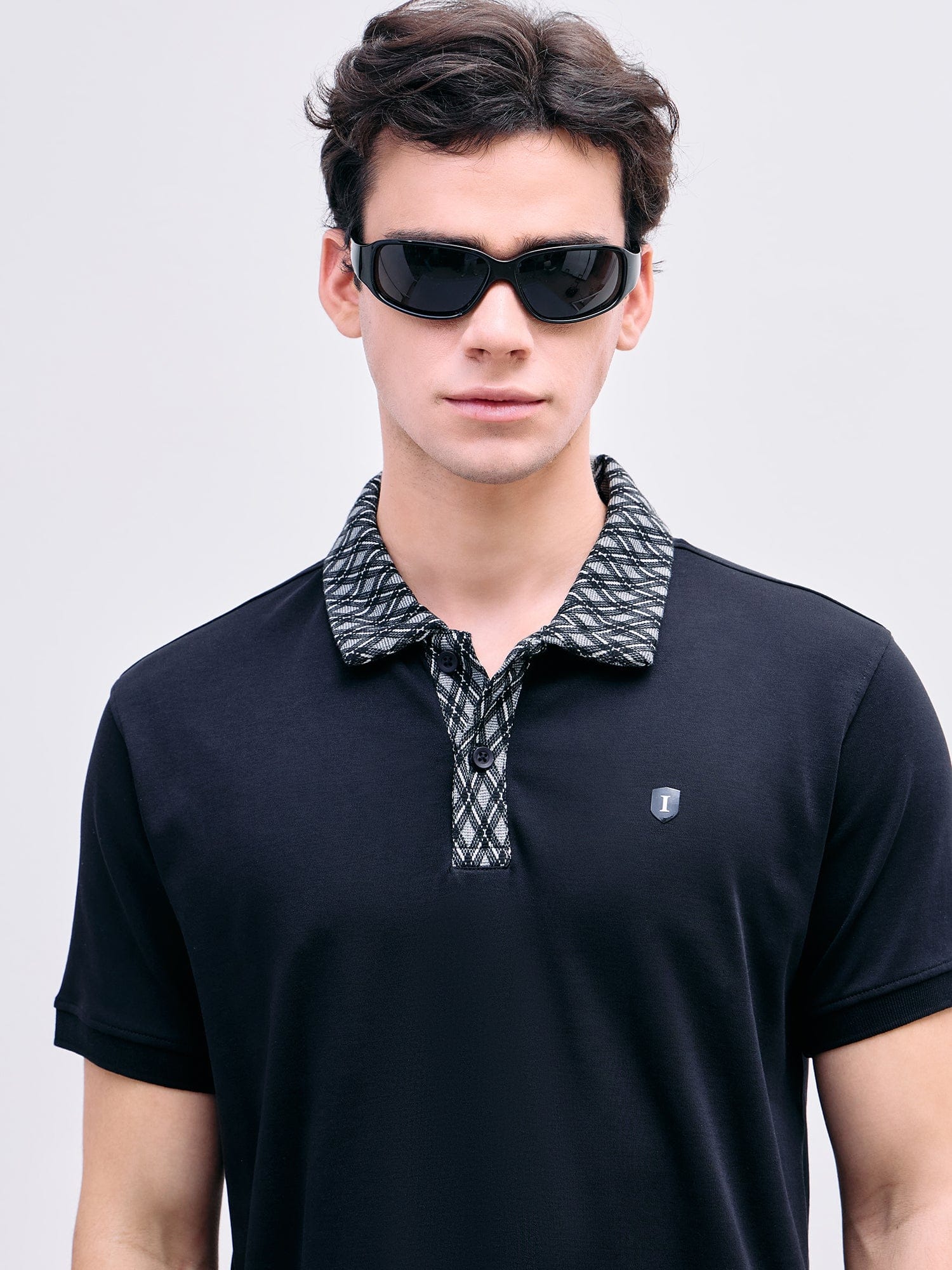 Iconic Men Black Solid Polo Tshirt - Image 5