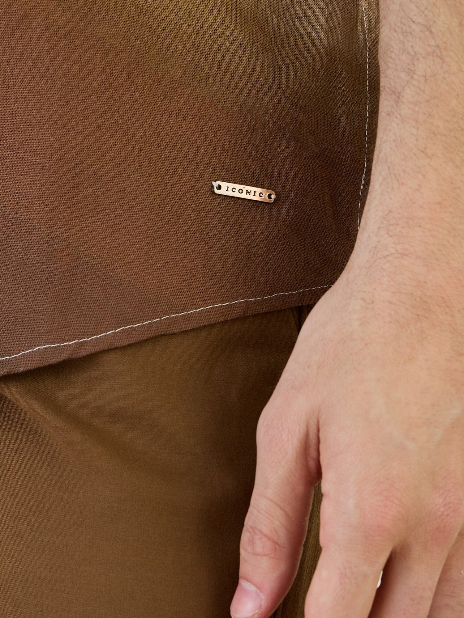 Iconic Men Brown Printed Collar Shirt - Image 7