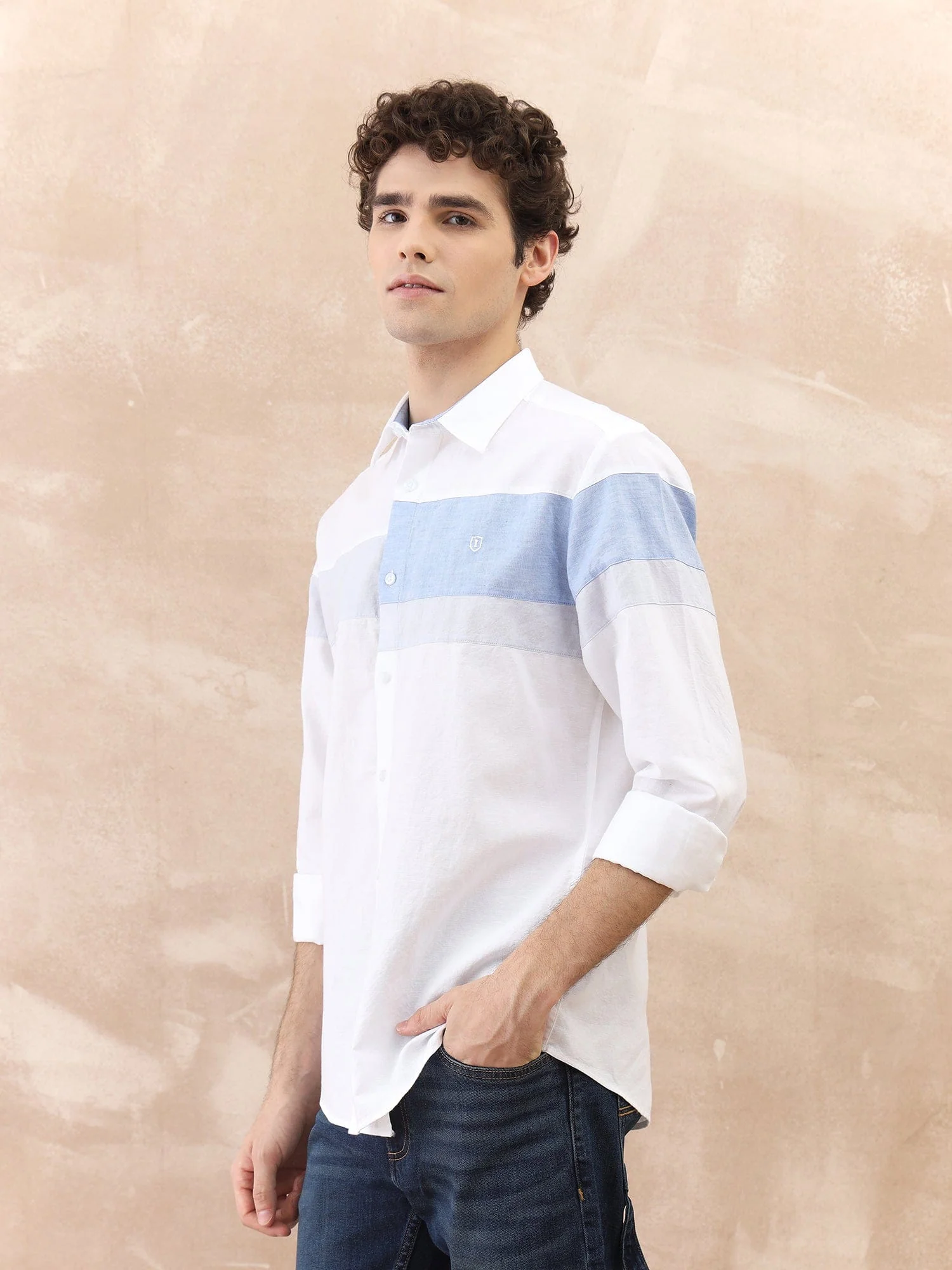 Iconic Men White Solid Collar Shirt - Image 4