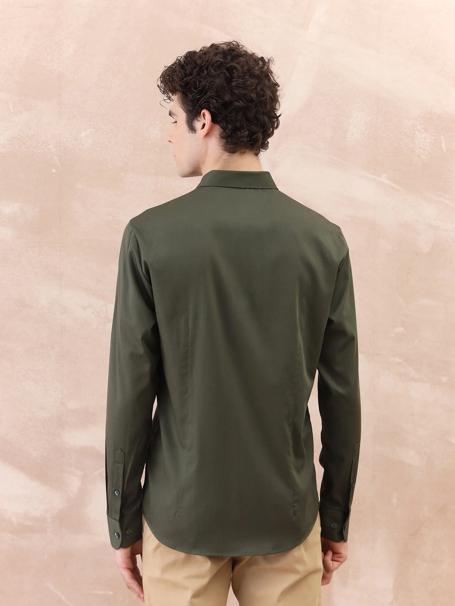 Iconic Men Green Solid Collar Shirt - Image 5