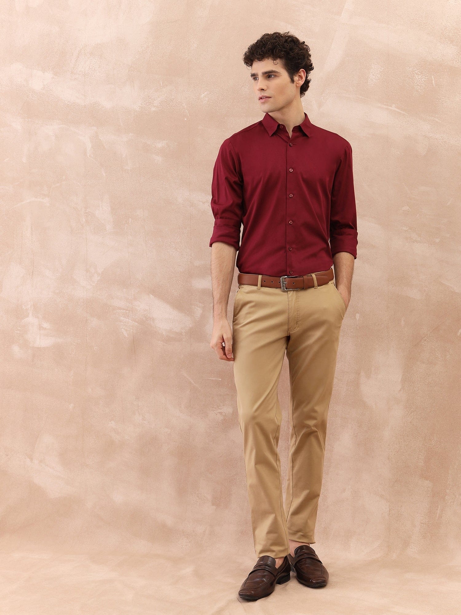 Iconic Men Red Solid Collar Shirt - Image 5