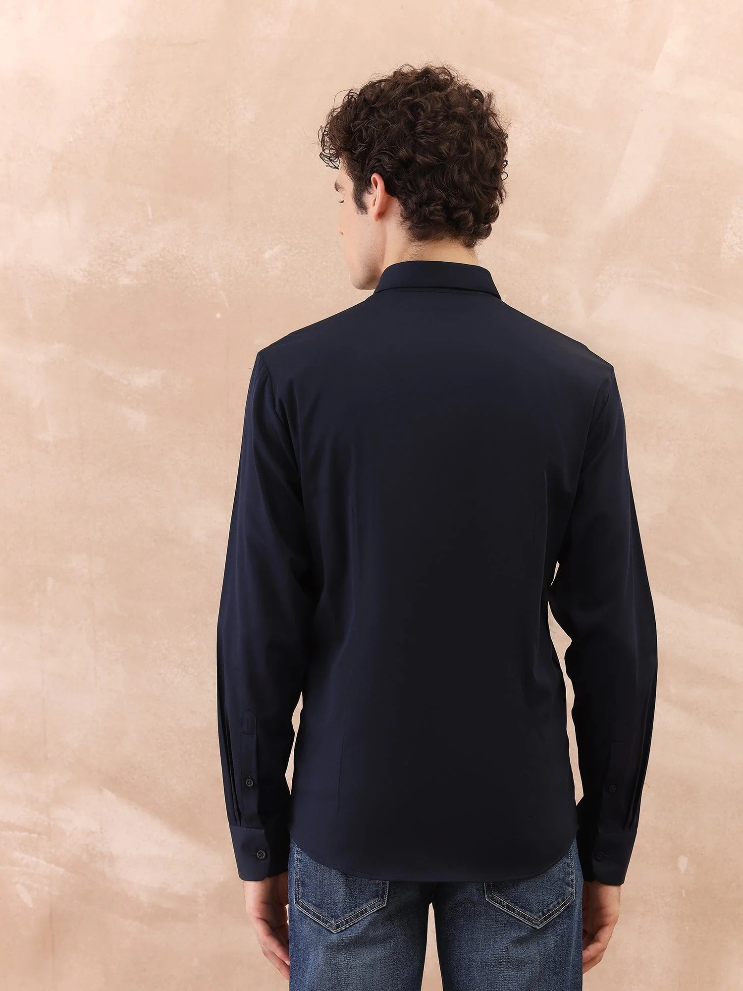 Iconic Men Blue Solid Collar Shirt - Image 5
