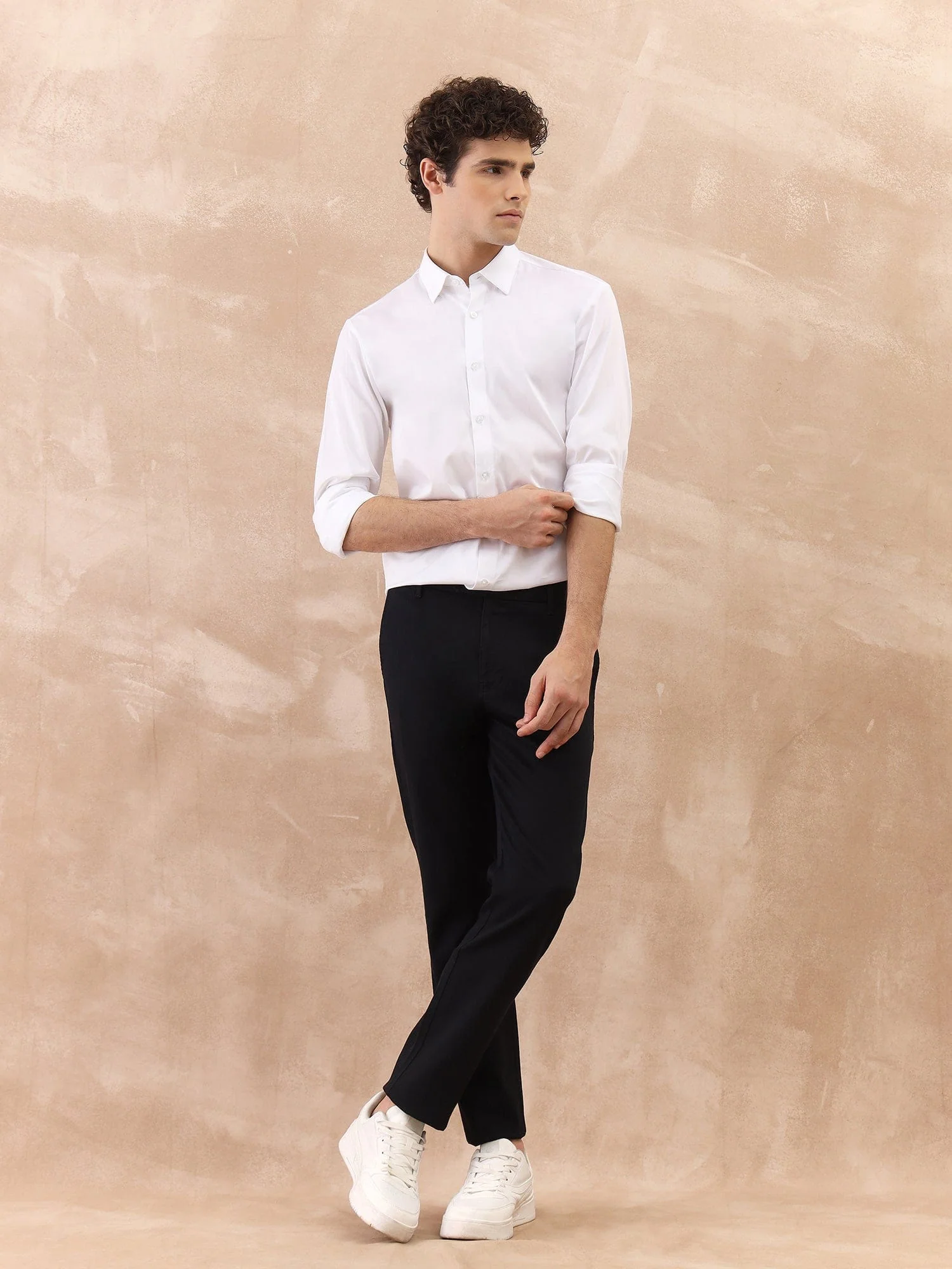 Iconic Men White Solid Collar Shirt - Image 5