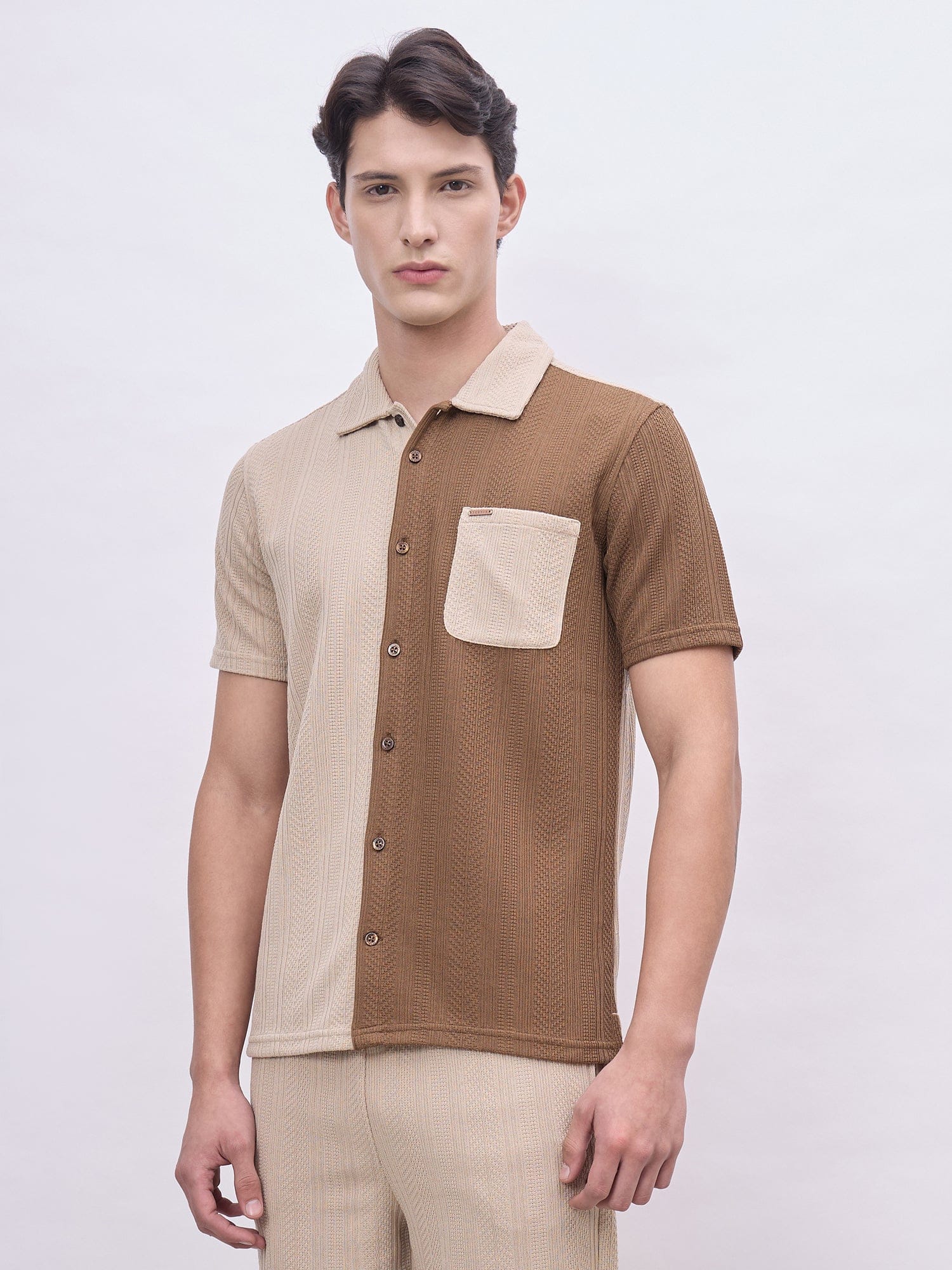 Iconic Men Multicolor Coloublocked Collar Shirt - Image 2