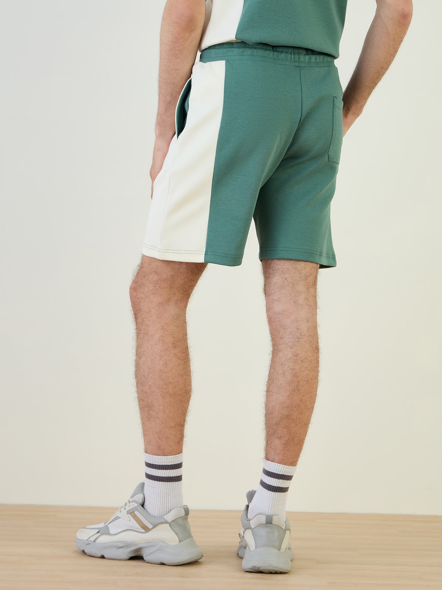Iconic Men Green Regular Fit Color Block Shorts - Image 5