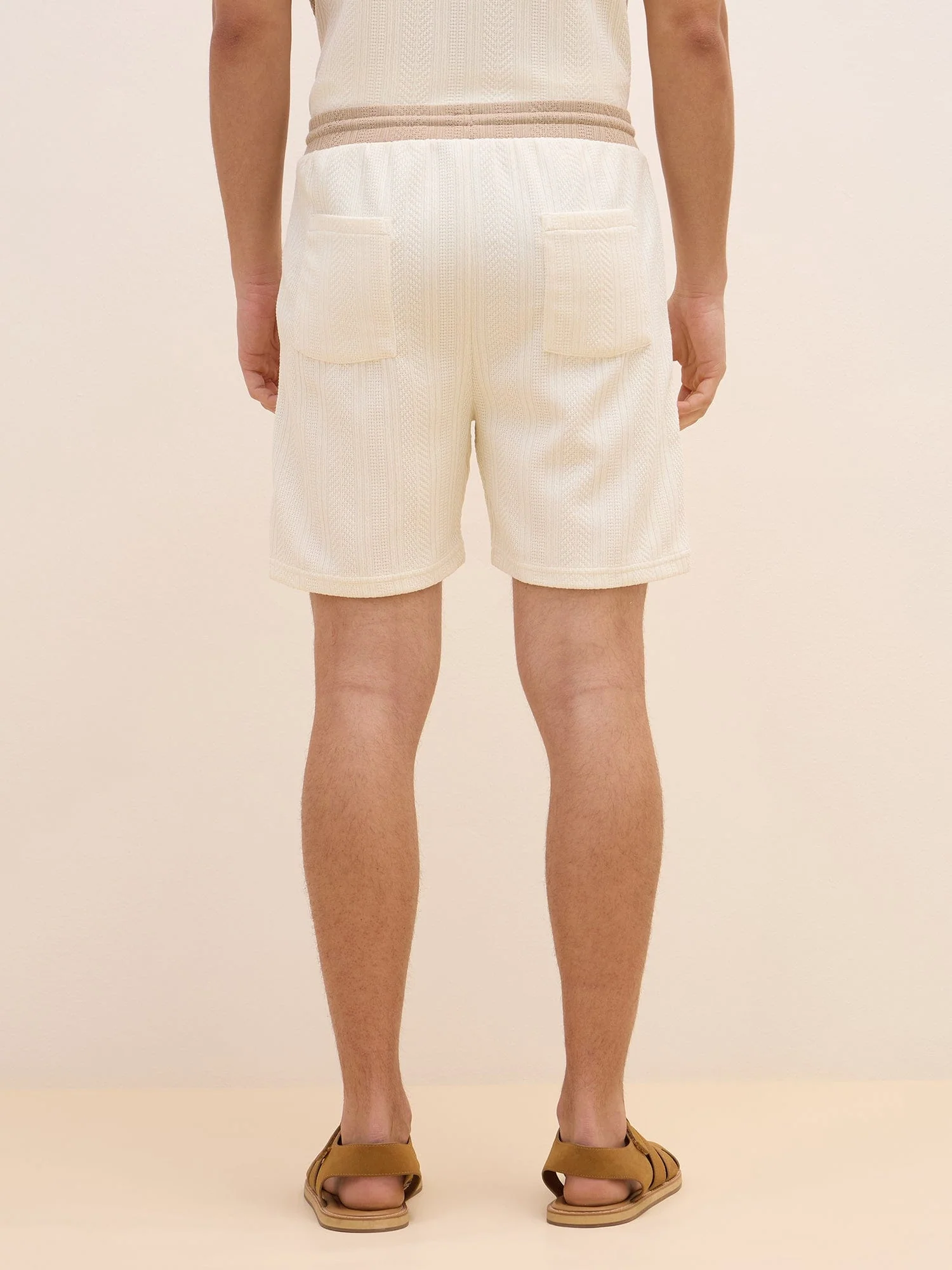 Iconic Men Beige Regular Fit Color Block Shorts - Image 3