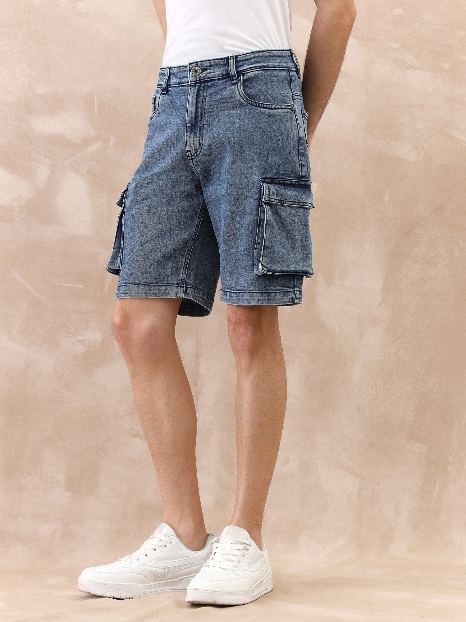 Iconic Men Blue Regular Fit Solid Shorts - Image 2