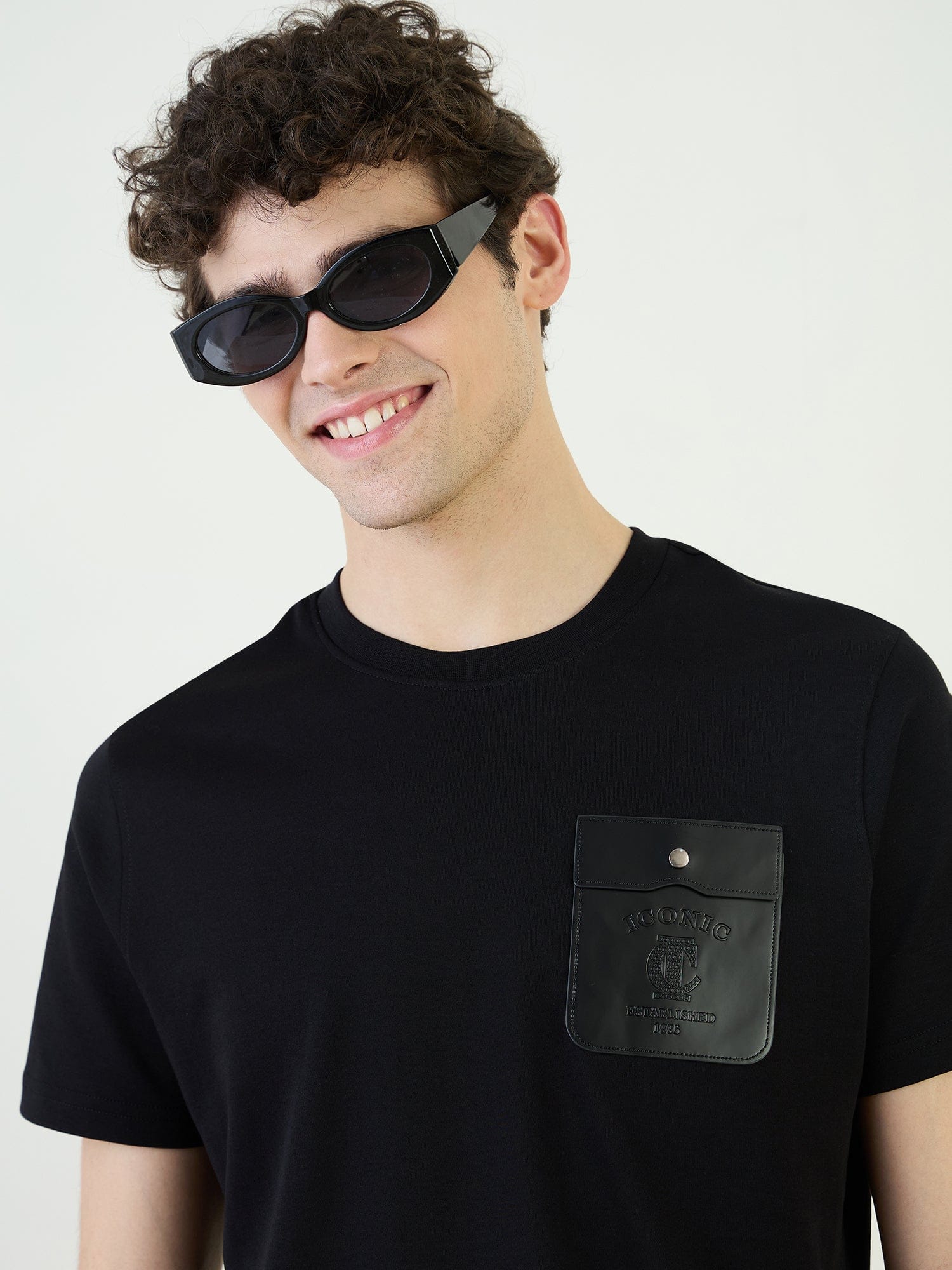 Iconic Men Black Round Neck TShirt - Image 4