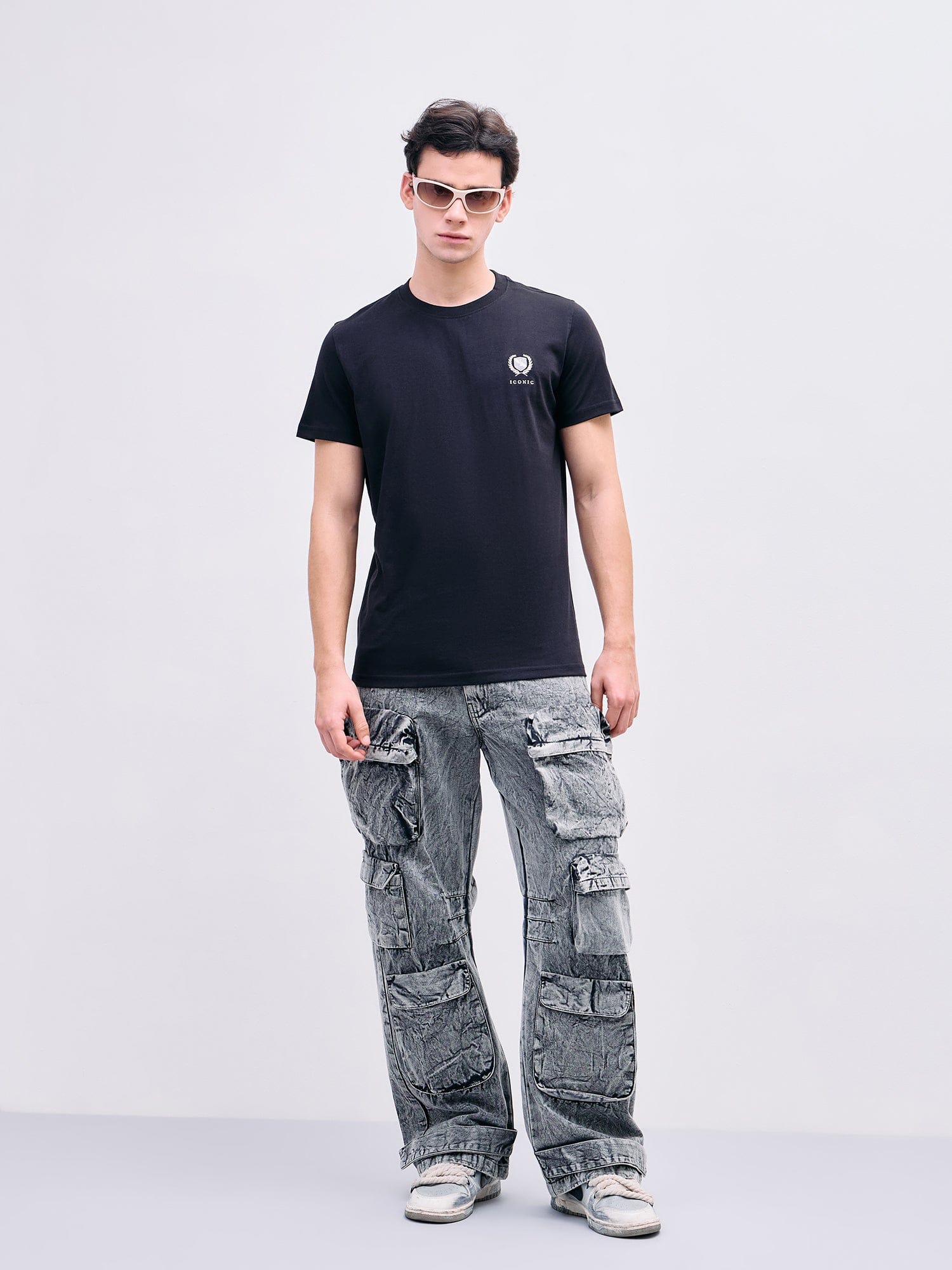 Iconic Men Black Crew Neck Tshirt - Image 3