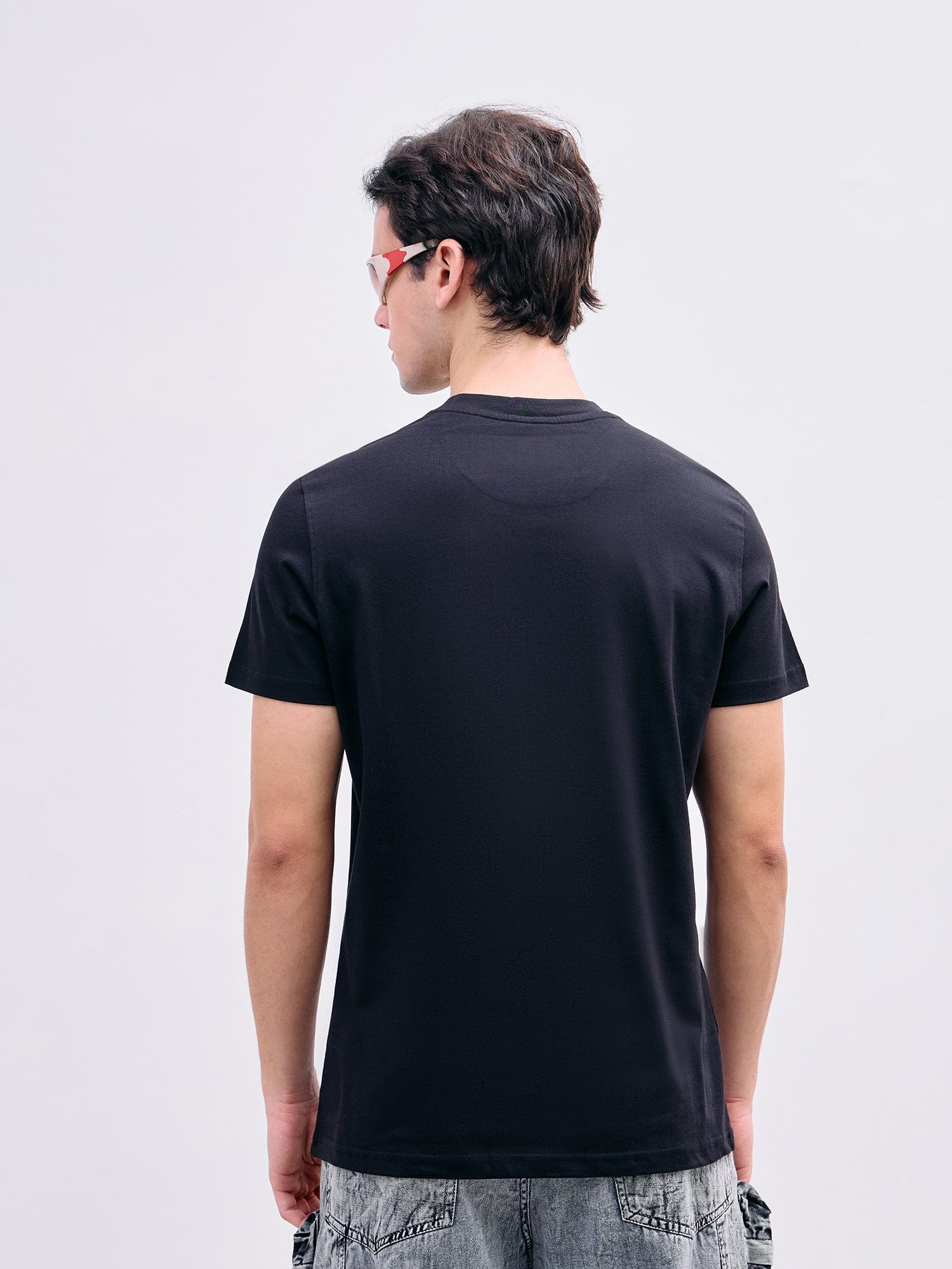 Iconic Men Black Crew Neck Tshirt - Image 4