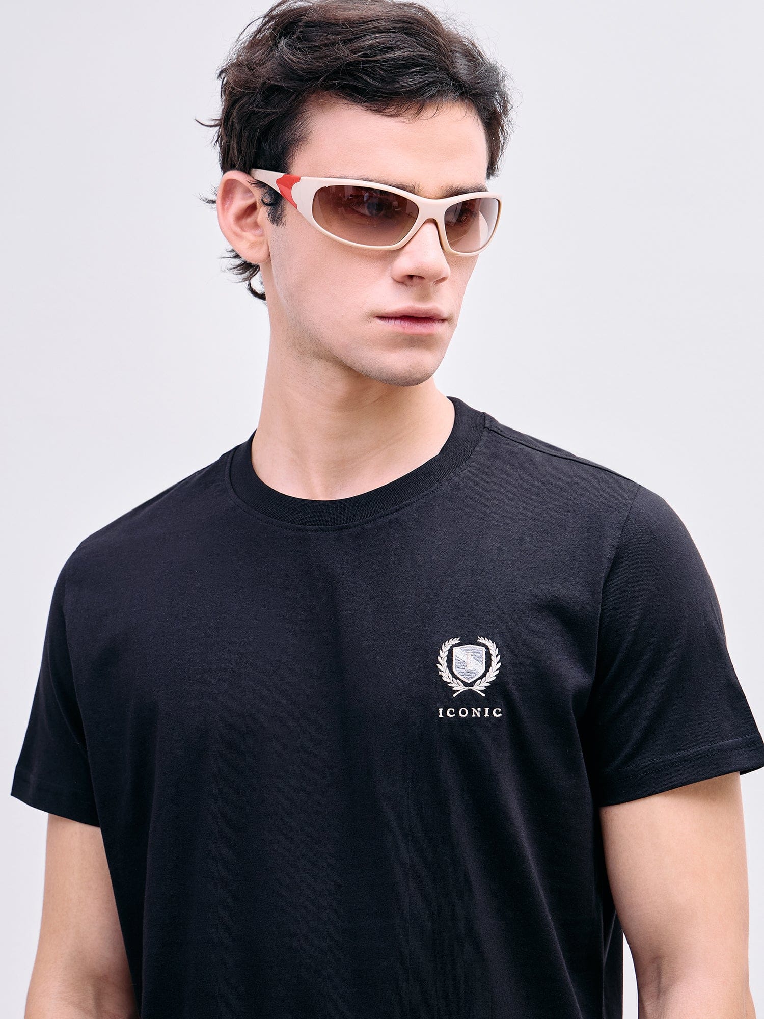 Iconic Men Black Crew Neck Tshirt - Image 5