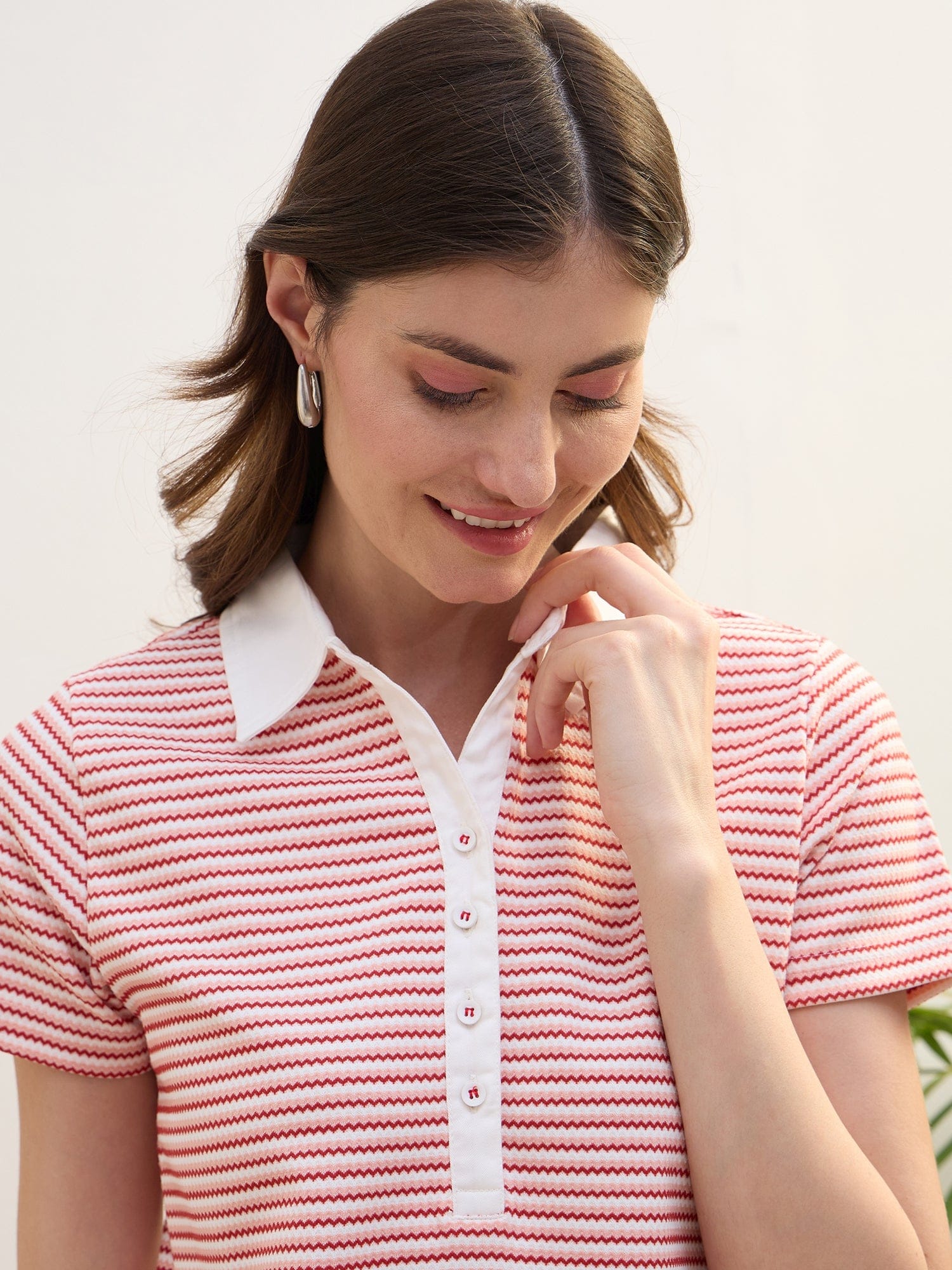 Iconic Women Pink Woven Twill Collar Dress - Image 4