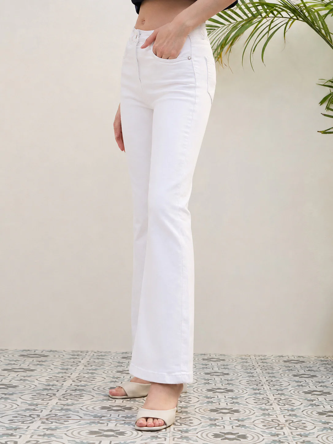 Iconic Women White Bootcut Fit Solid Jeans - Image 3