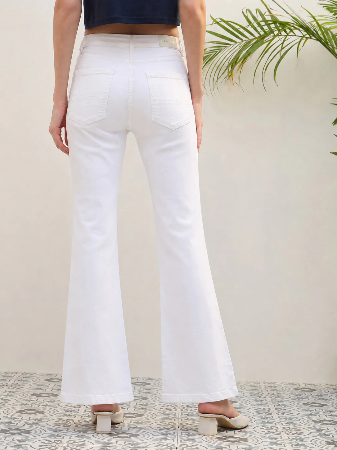 Iconic Women White Bootcut Fit Solid Jeans - Image 5
