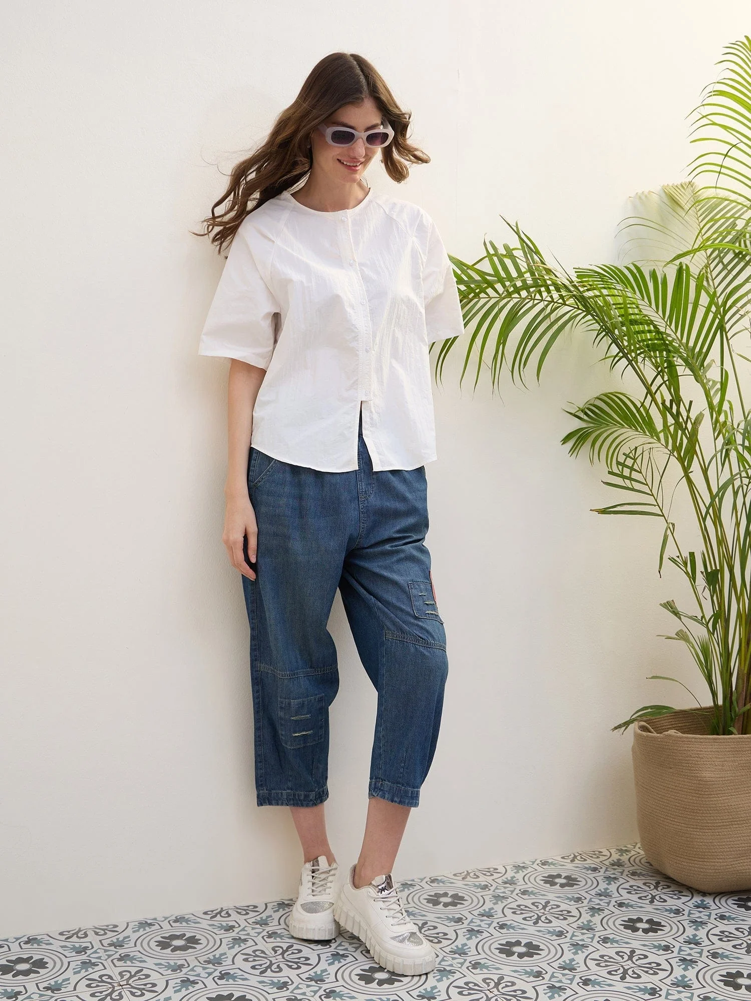 Iconic Women Blue Loose Fit Solid Jeans - Image 2