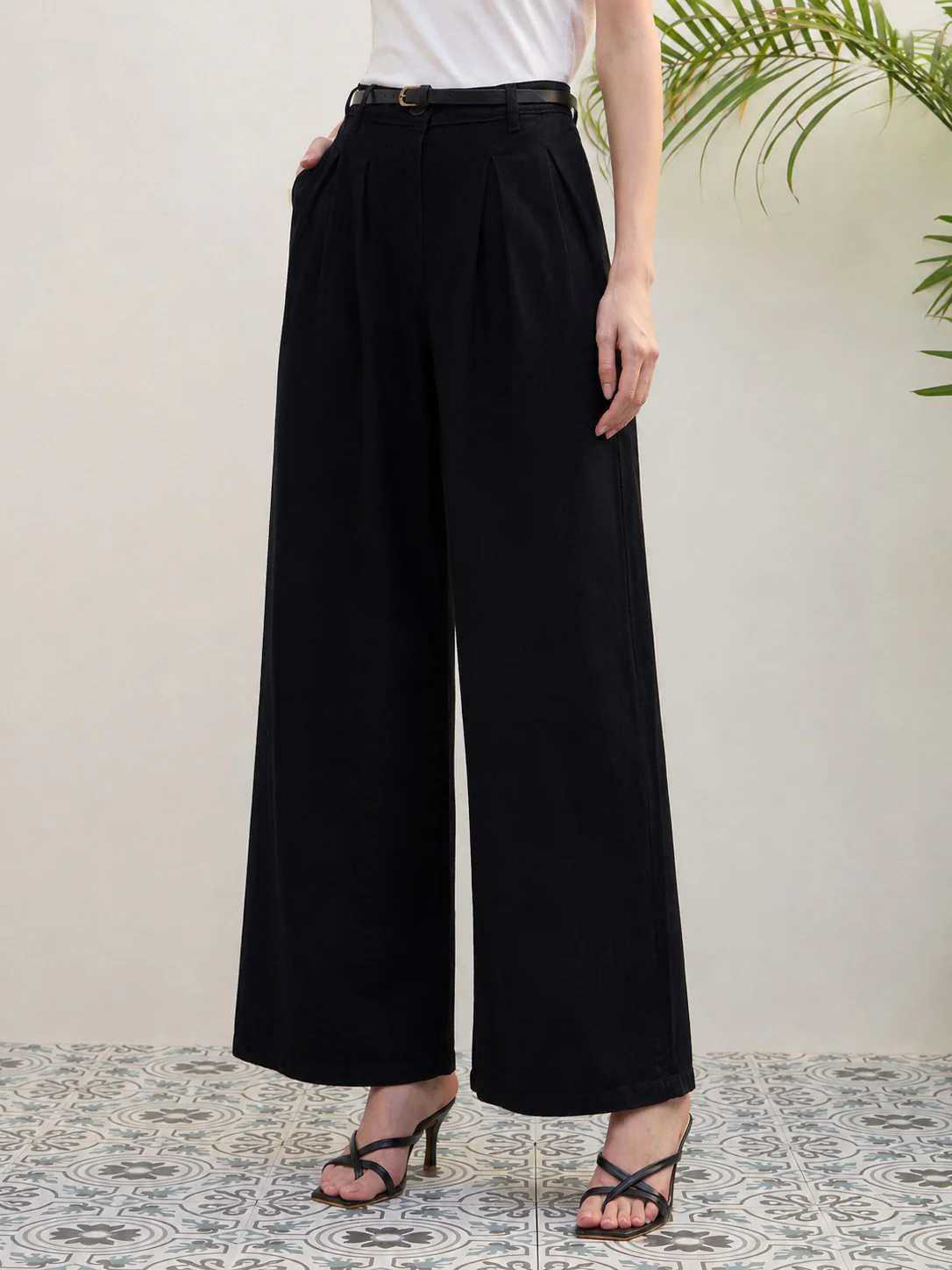 Iconic Women Black Flared Solid Jeans - Image 2