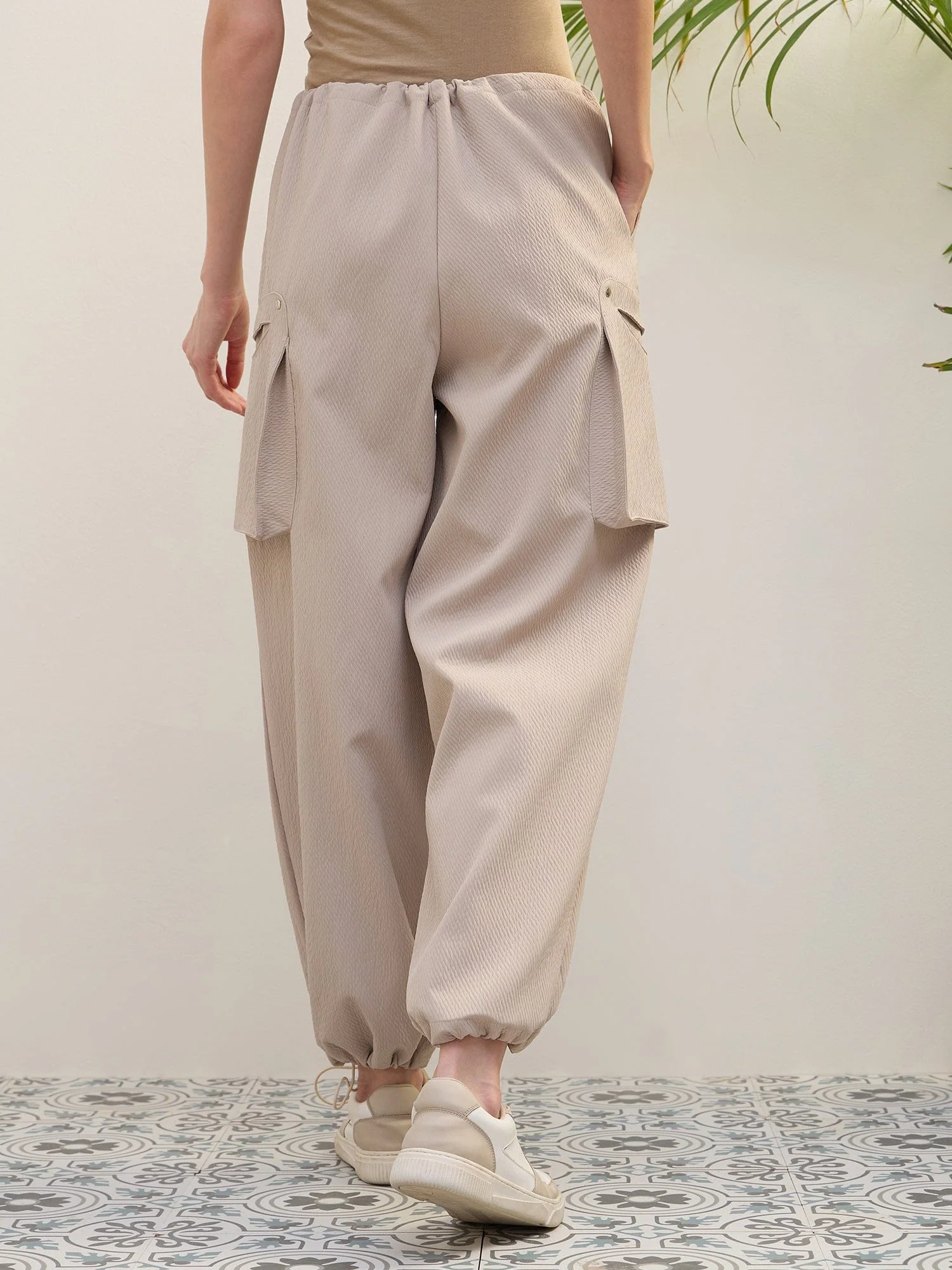 Iconic Women Beige Baggy Fit Solid Jogger - Image 5