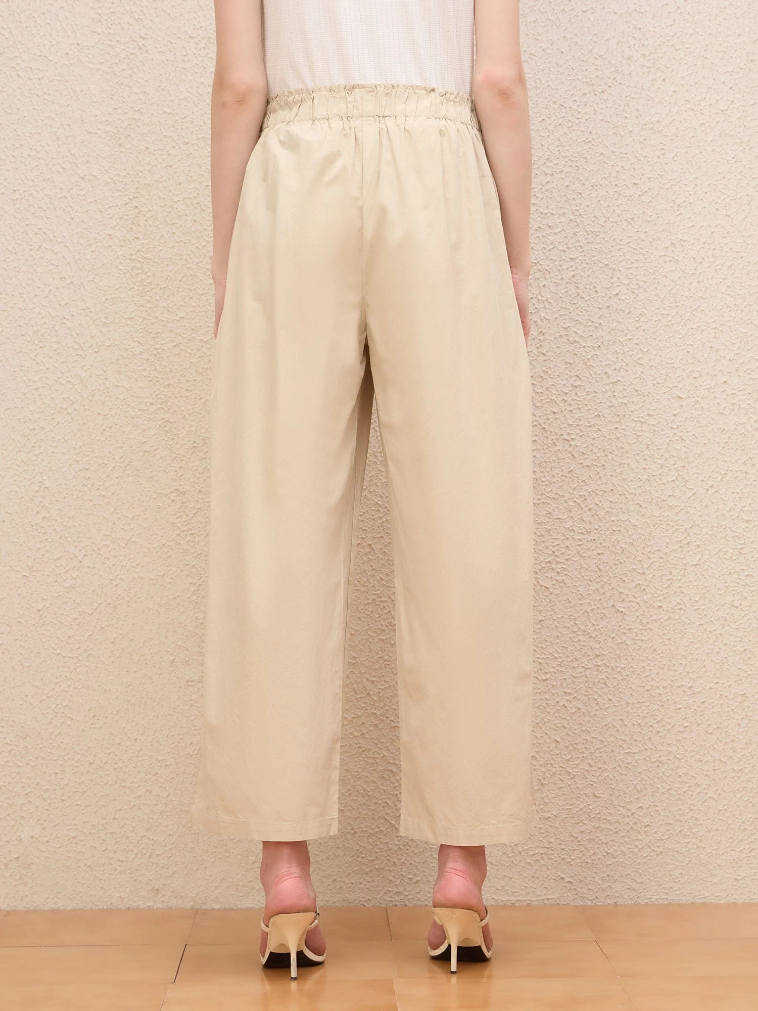 Iconic Women Beige Baggy Fit Solid Trouser - Image 5