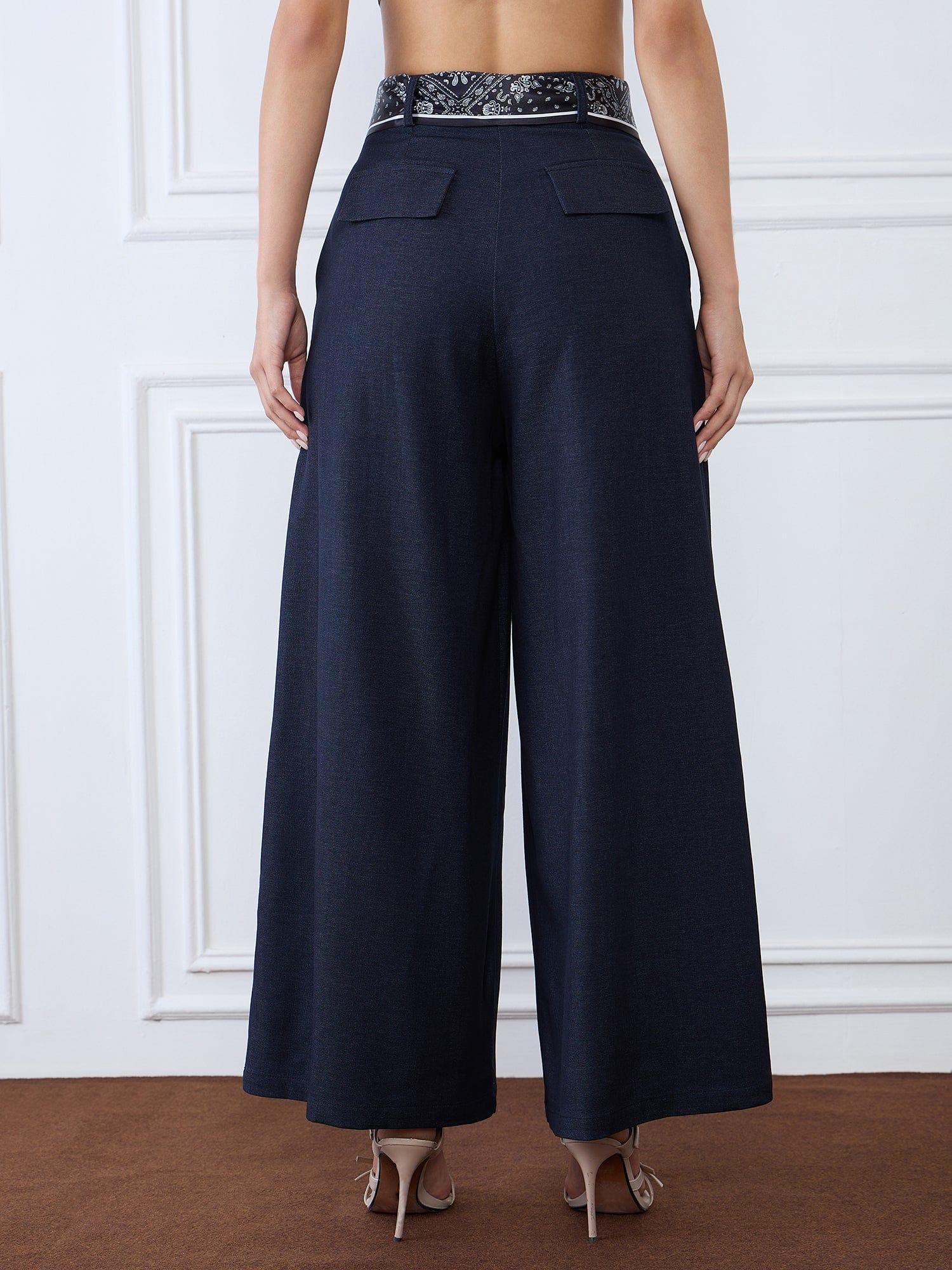 Iconic Women Blue Baggy Fit Solid Trouser - Image 5