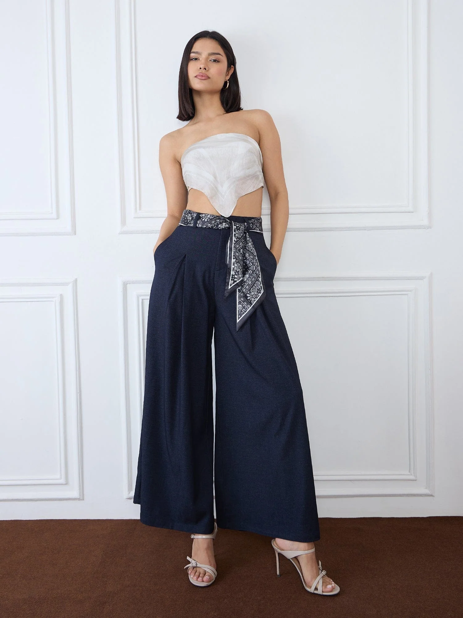 Iconic Women Blue Baggy Fit Solid Trouser - Image 7