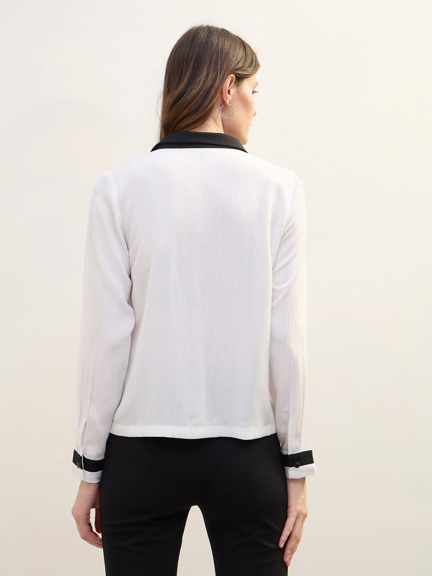Iconic Women White Solid Collar Shirt - Image 5