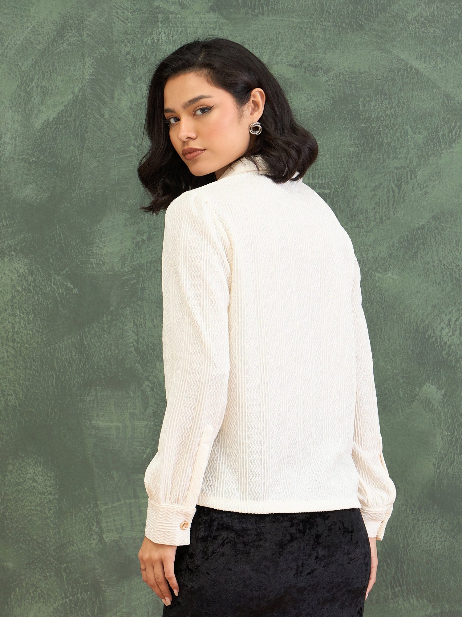 Iconic Women White Structured Collar Shirt - Image 3