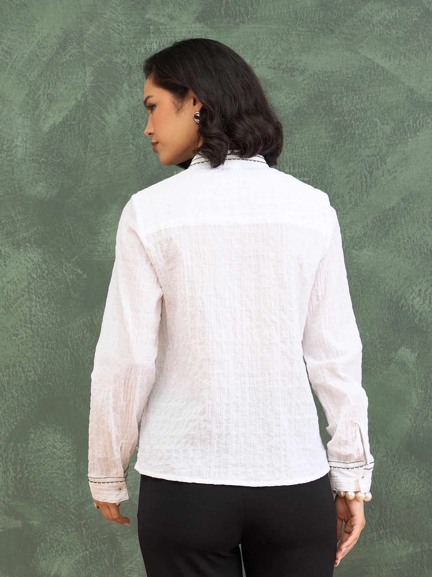 Iconic Women White Structured Collar Shirt - Image 3