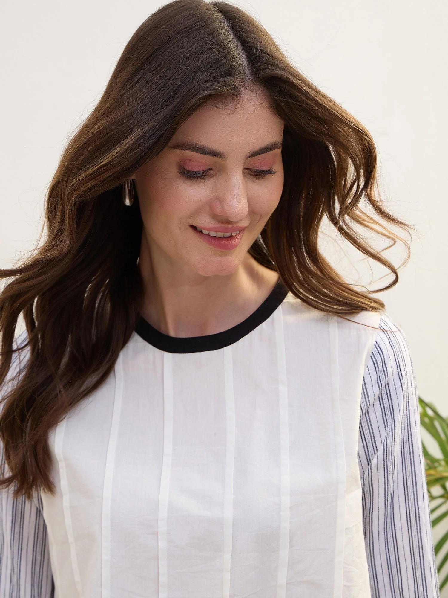 Iconic Women Multi Pin Tucks Round Neck Top - Image 4