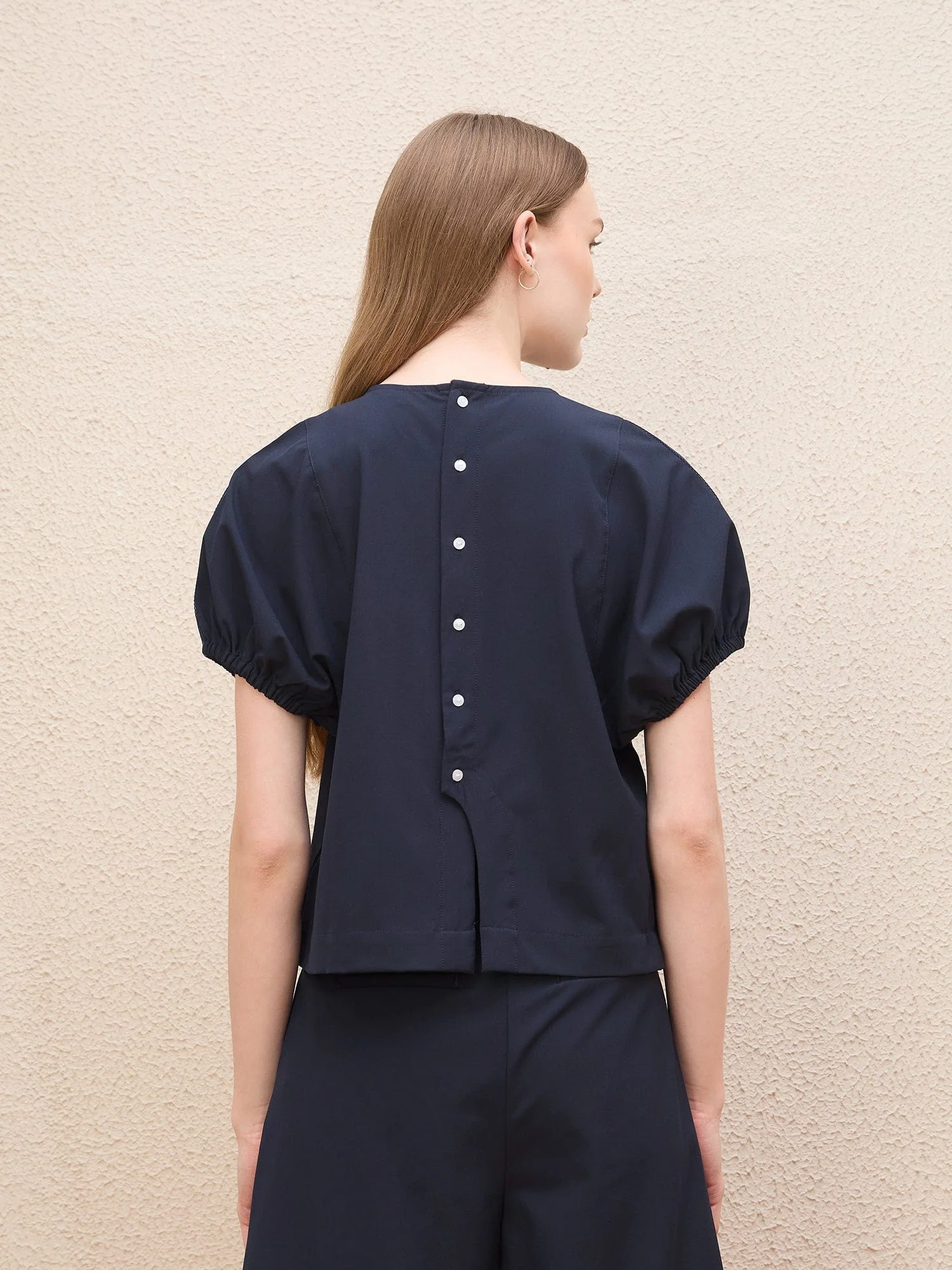 Iconic Women Blue Solid Round Neck Top - Image 3