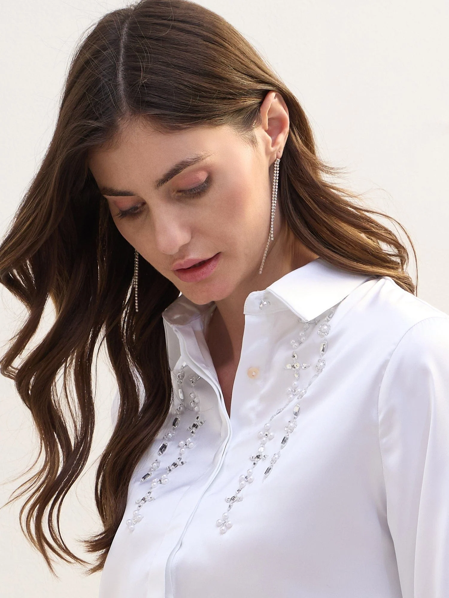 Iconic Women White Solid Collar Shirt - Image 4