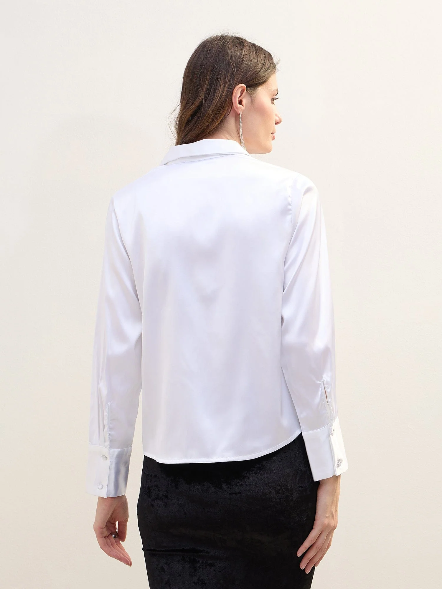 Iconic Women White Solid Collar Shirt - Image 5