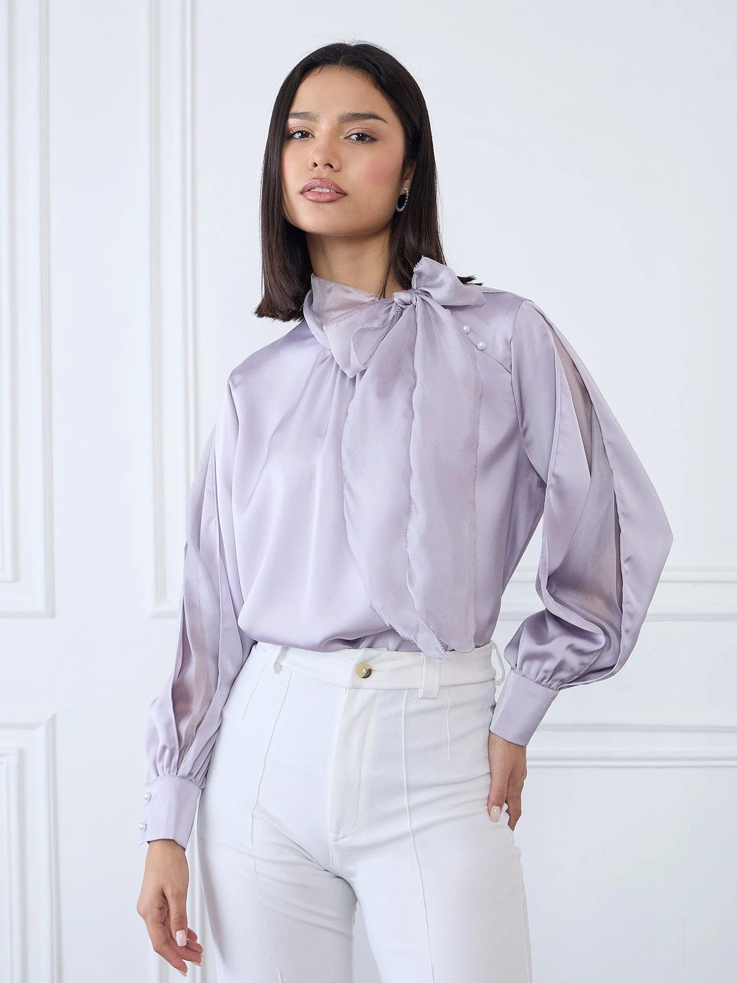 Iconic Women Purple Solid Round Neck Top - Image 2