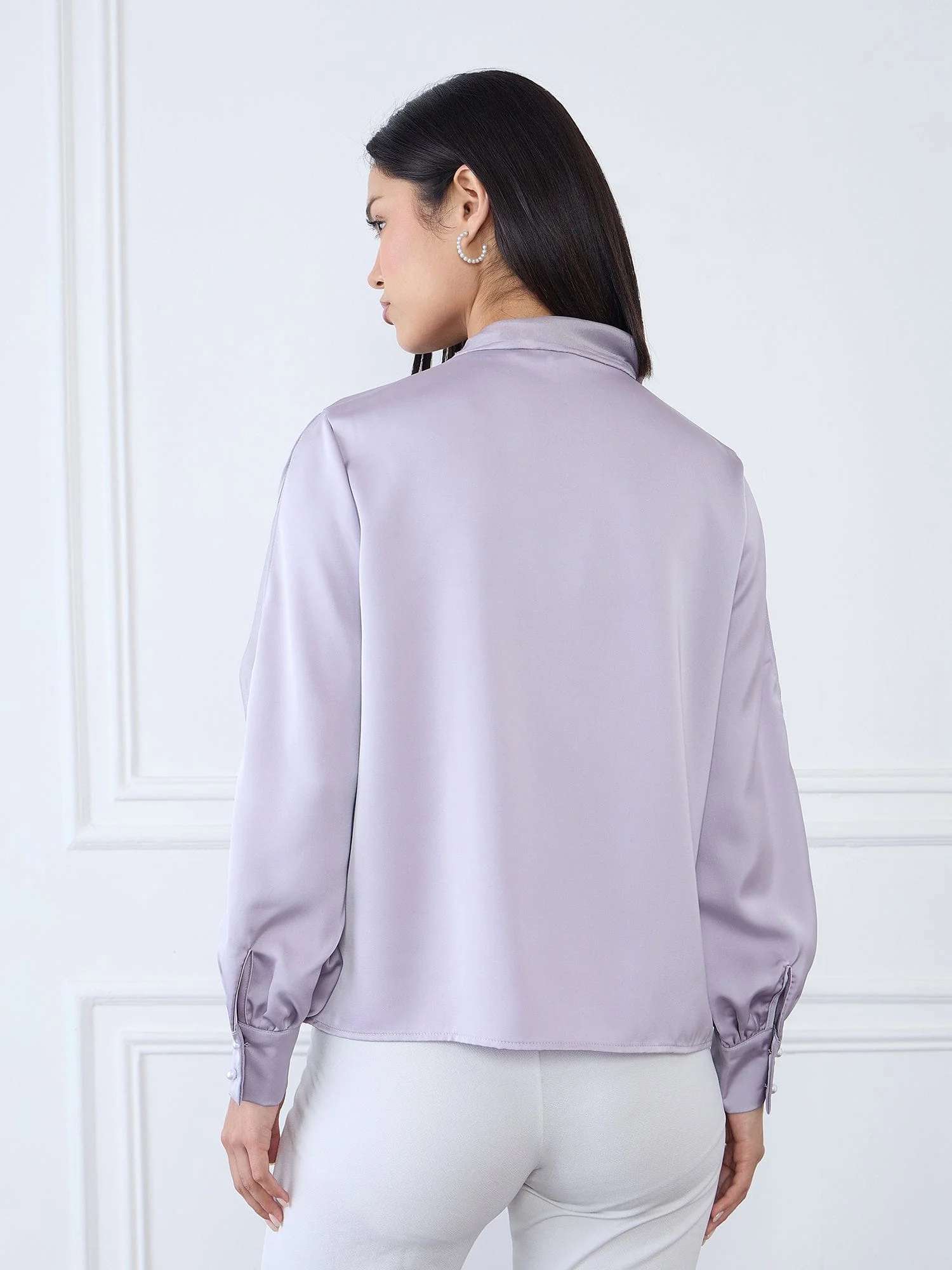 Iconic Women Purple Solid Round Neck Top - Image 6