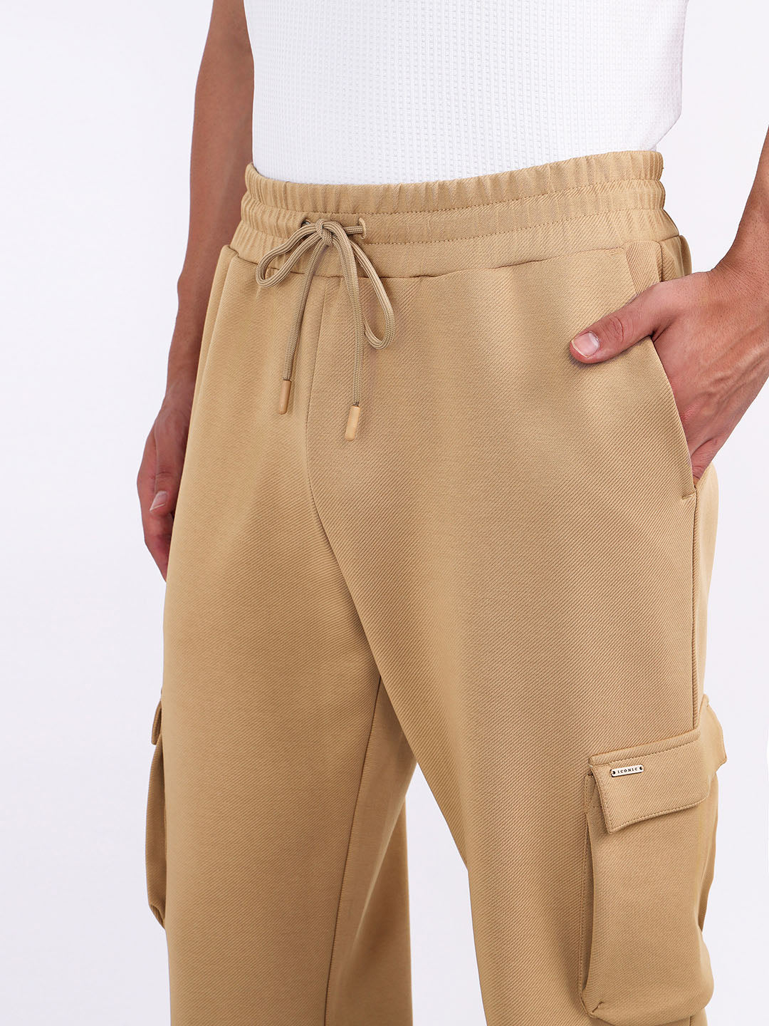 Iconic Men Beige Relaxed Fit Coloublocked Sweatpant - Image 6