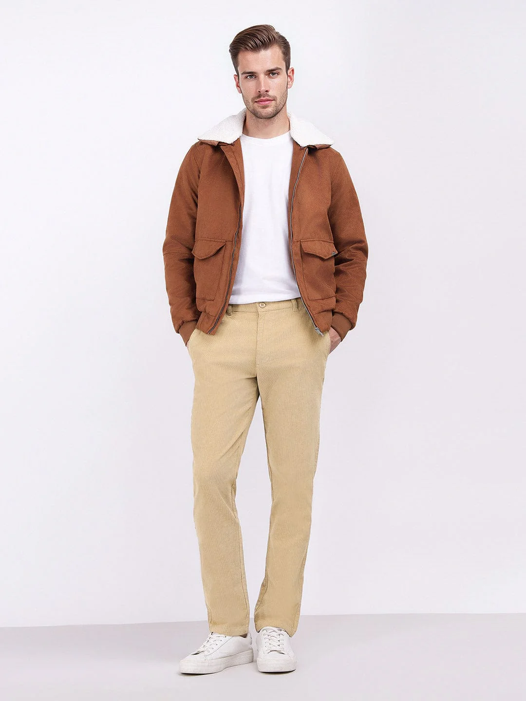 Iconic Men Beige Regular Fit Solid Trouser - Image 2