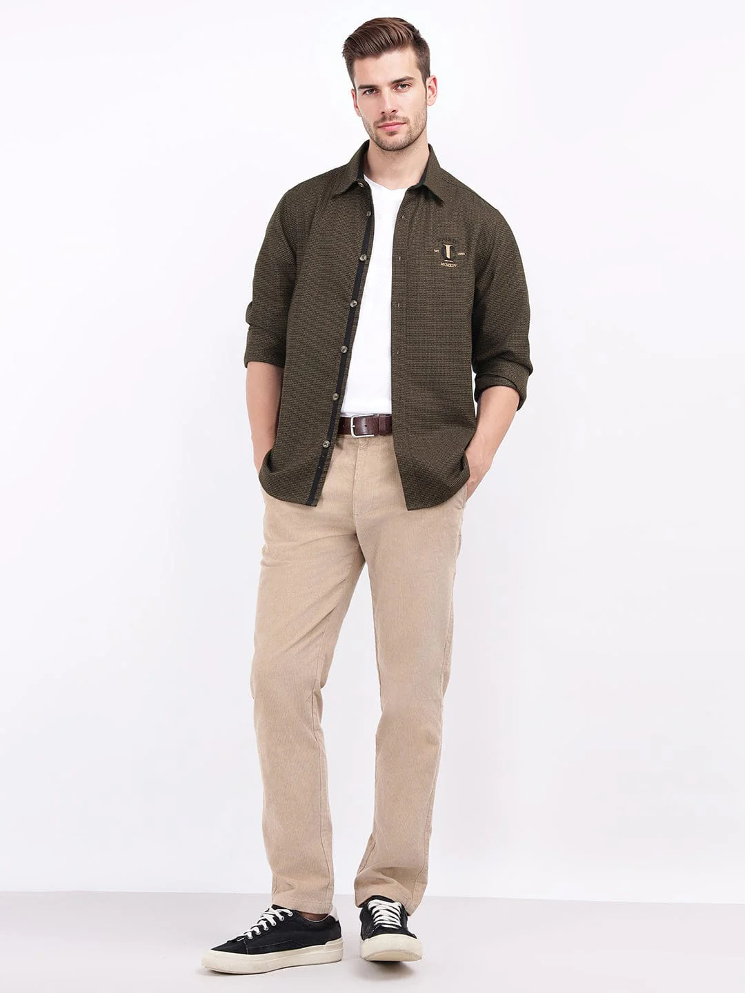Iconic Men Brown Tweed Collar Shirt - Image 2